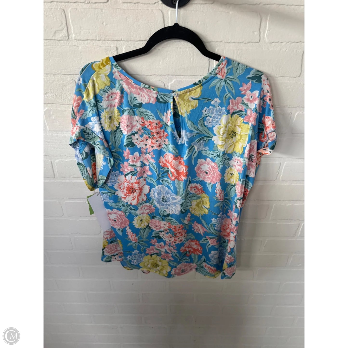 Top Short Sleeve By Loft In Blue & Orange, Size: L