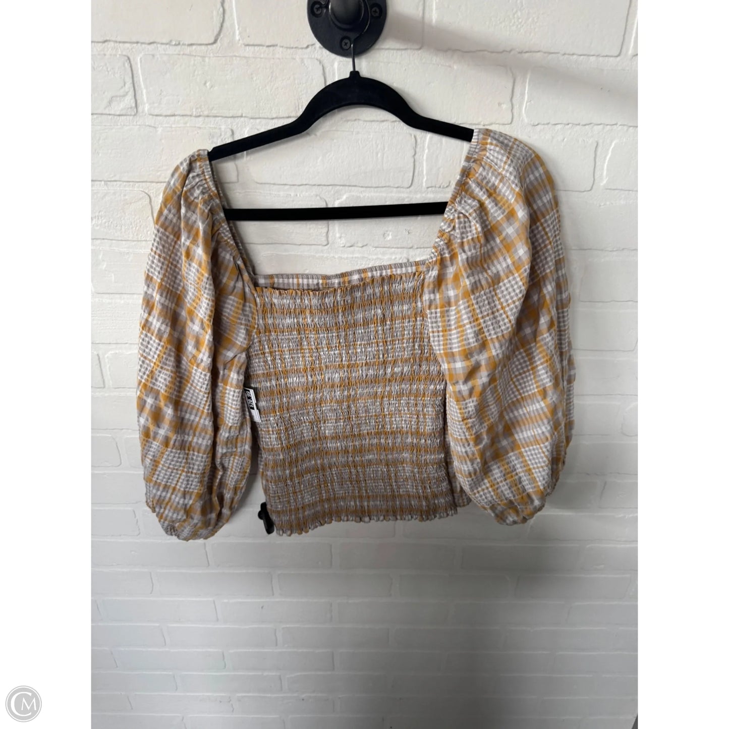 Top 3/4 Sleeve By Maeve In Grey & Yellow, Size: M