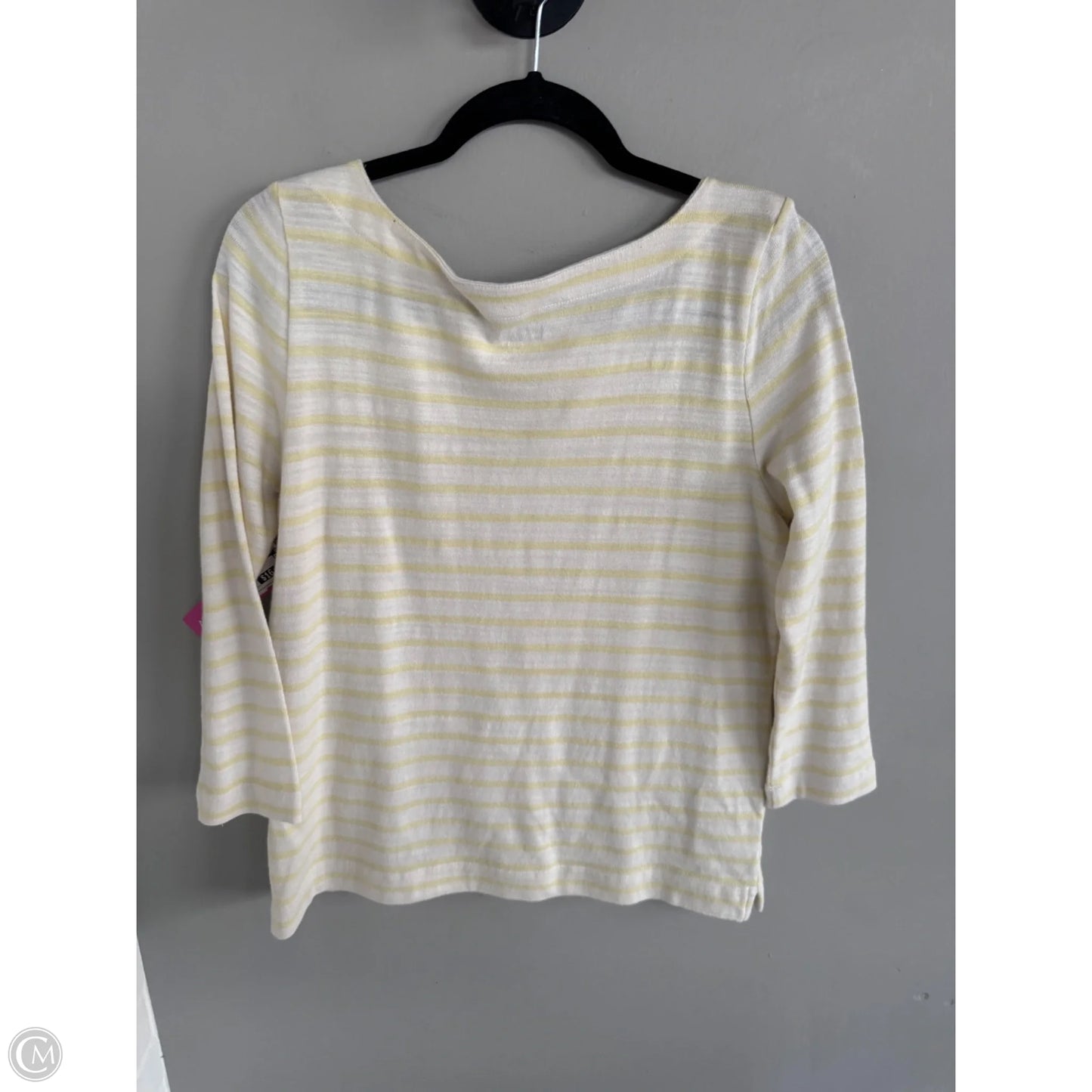Top 3/4 Sleeve By Loft In Tan & Yellow, Size: M