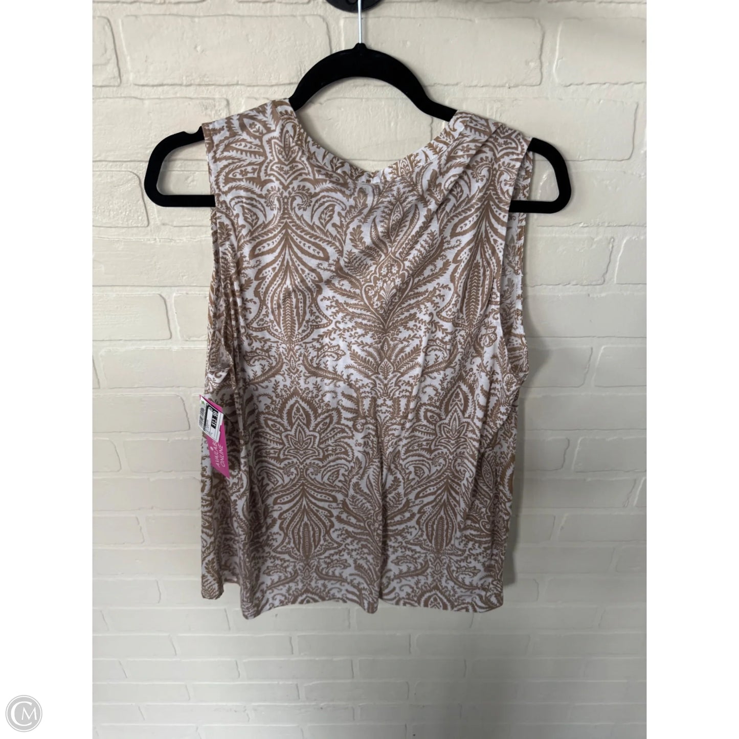 Top Sleeveless By Loft In Tan & White, Size: L