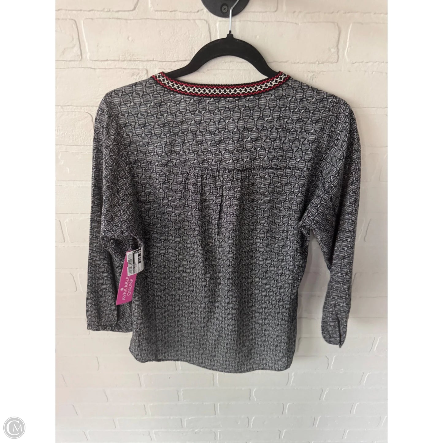 Top 3/4 Sleeve By Daniel Rainn In Black & White, Size: S