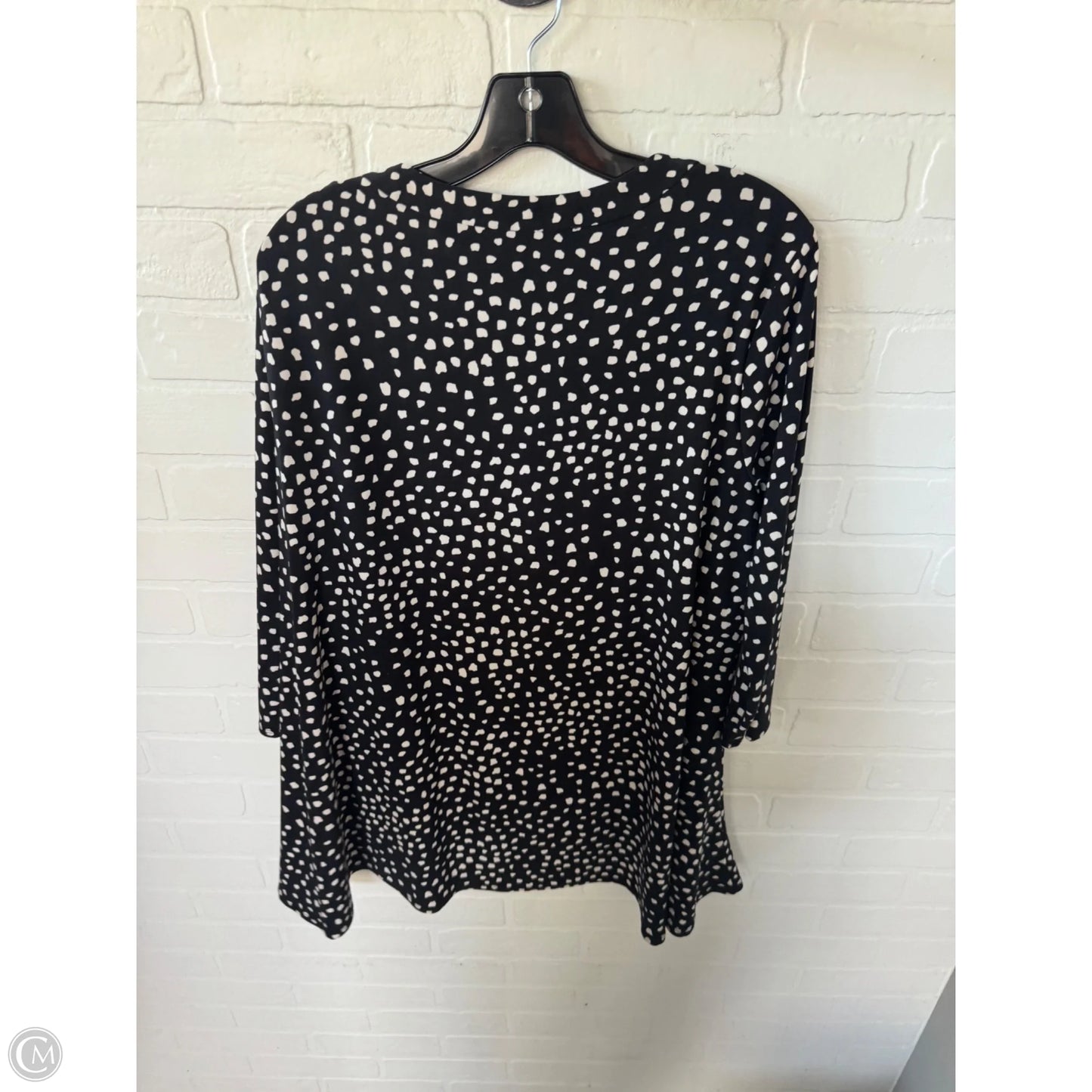 Tunic 3/4 Sleeve By Anne Klein In Black & Tan, Size: 1x