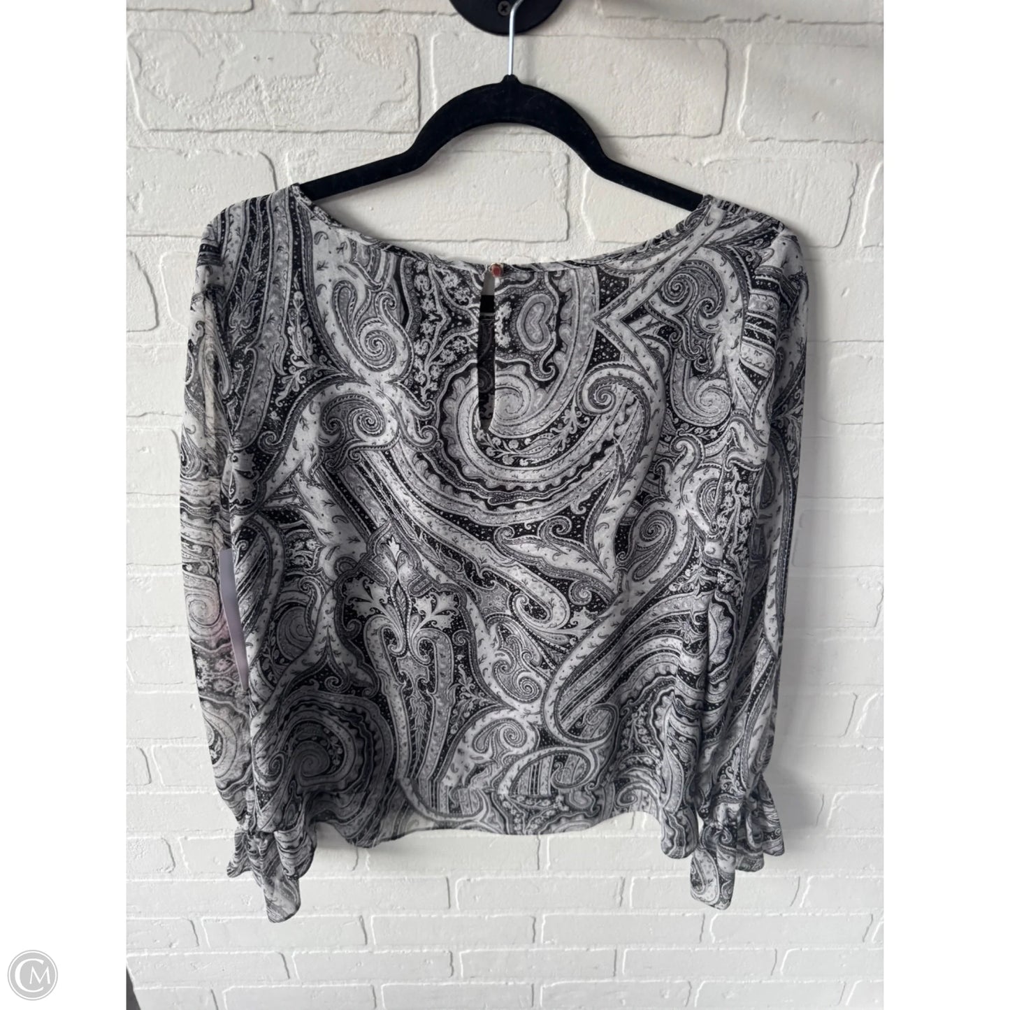 Top Long Sleeve By White House Black Market In Black & Grey, Size: S