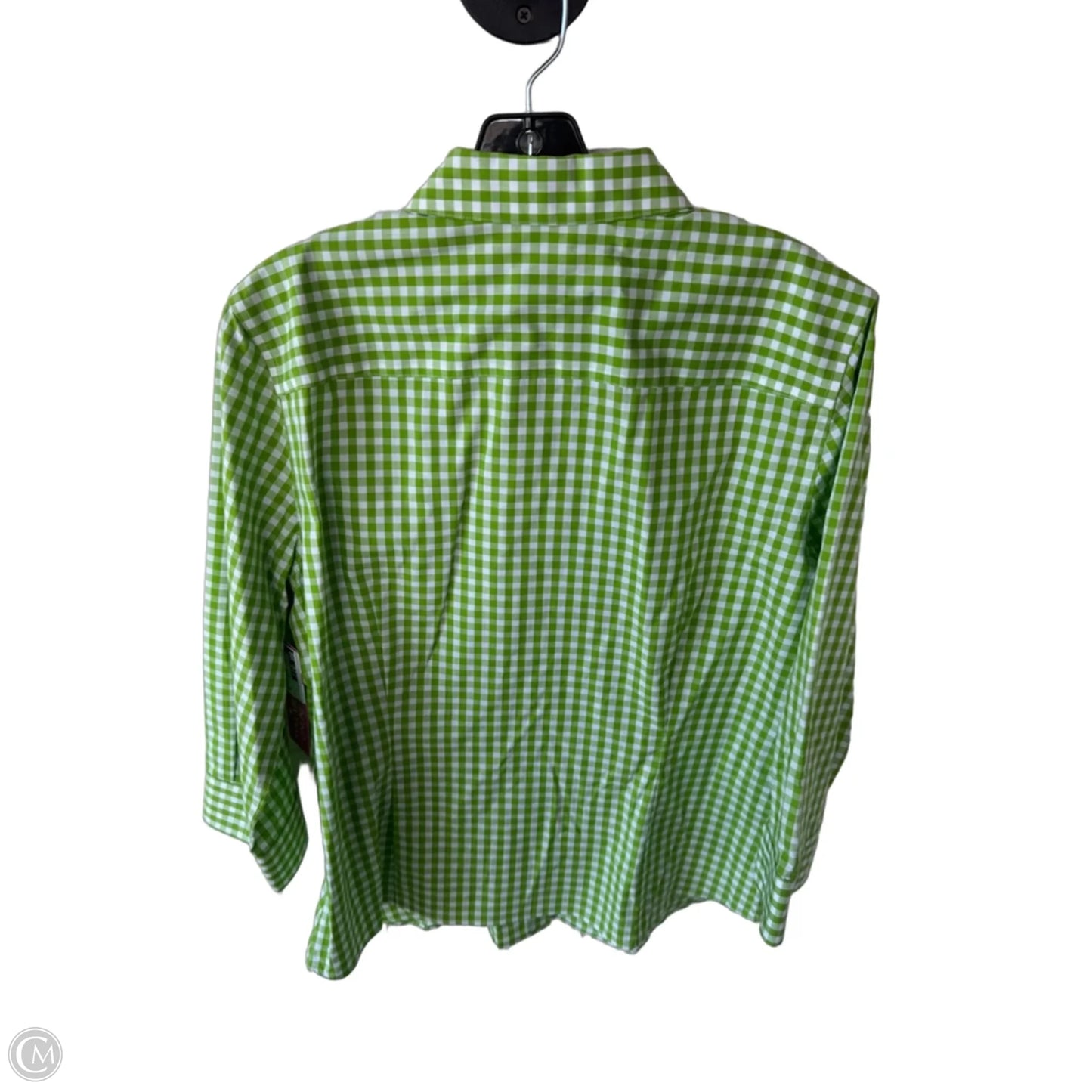 Top 3/4 Sleeve By Jones New York In Green & White, Size: L