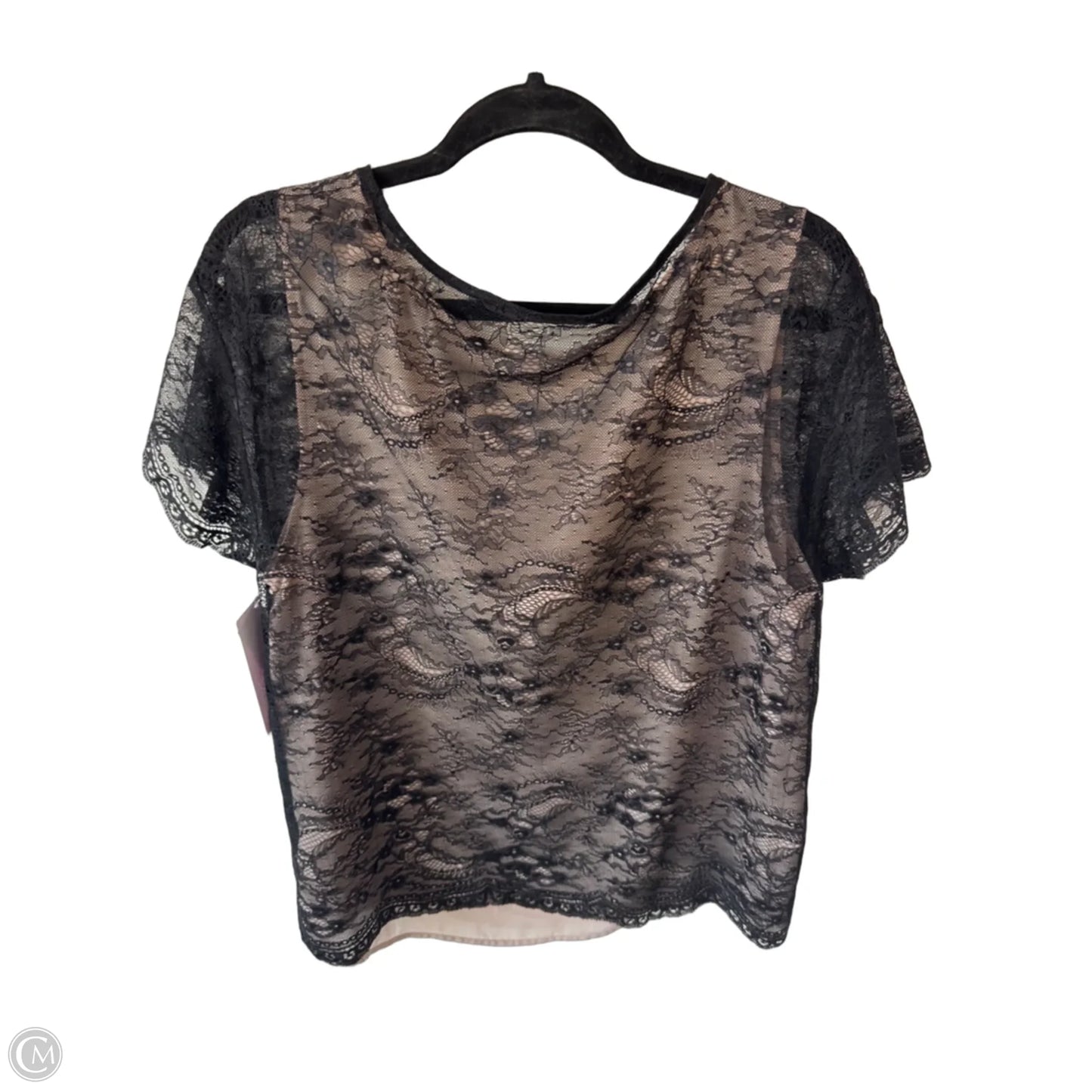 Top Short Sleeve By Loft In Black & Tan, Size: L