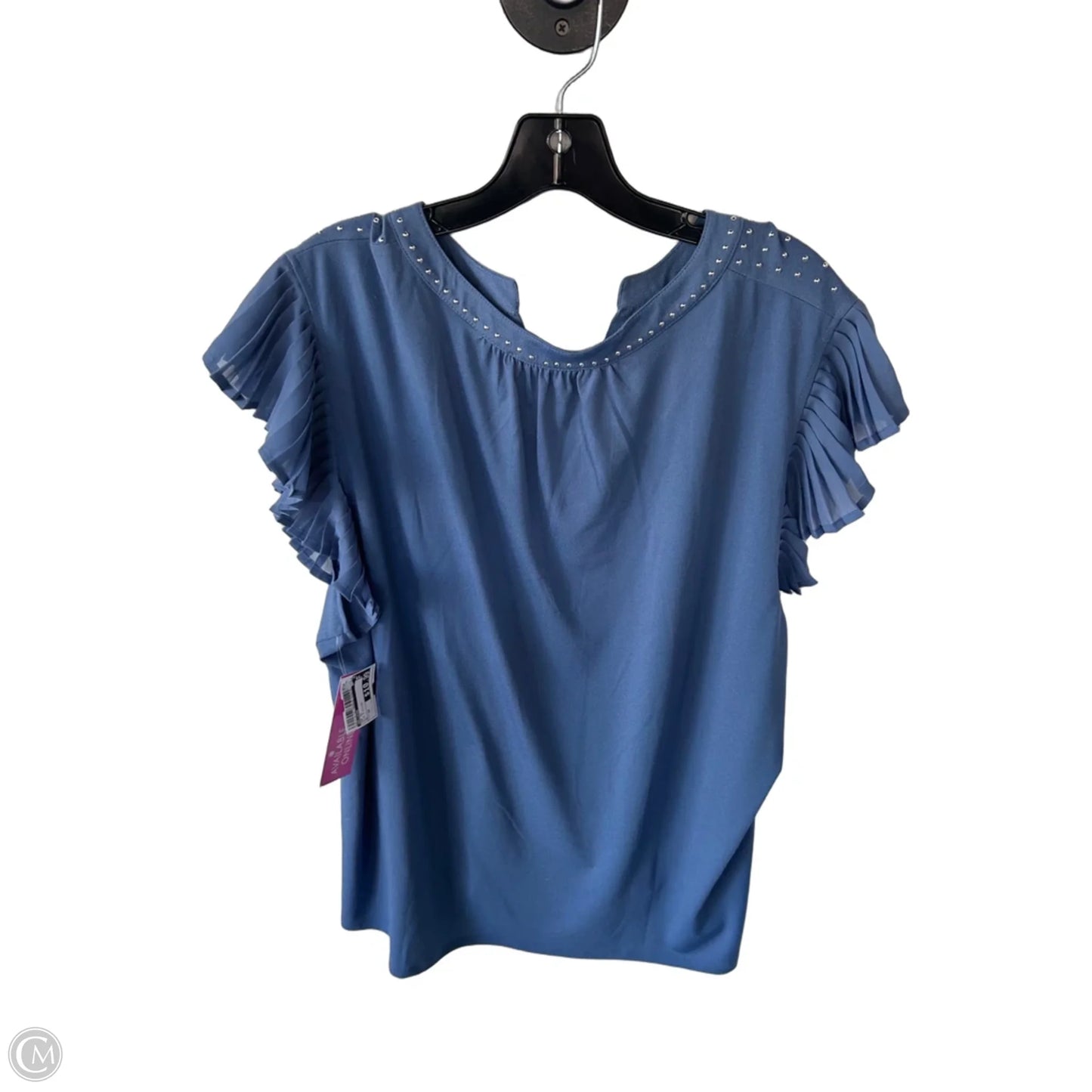 Top Short Sleeve By Belldini In Blue & Silver, Size: 3x