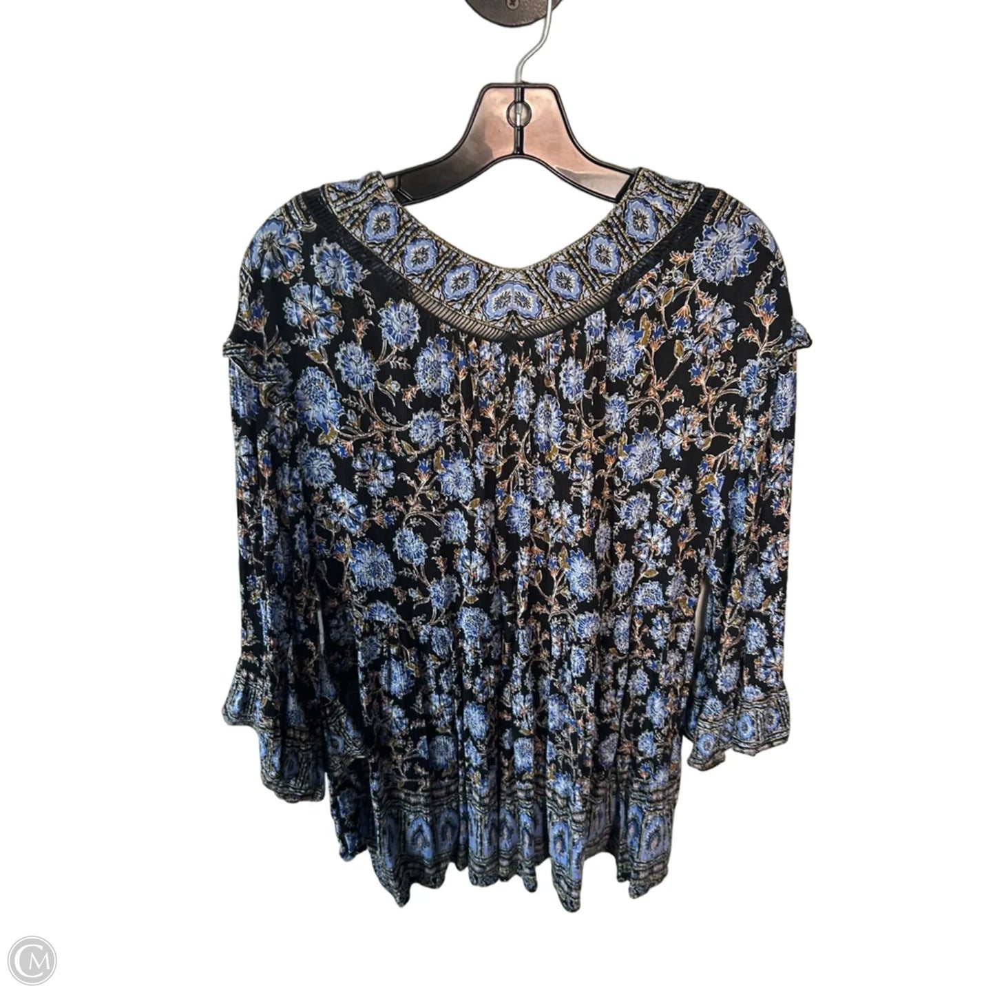 Top Long Sleeve By Free People In Black & Blue, Size: M