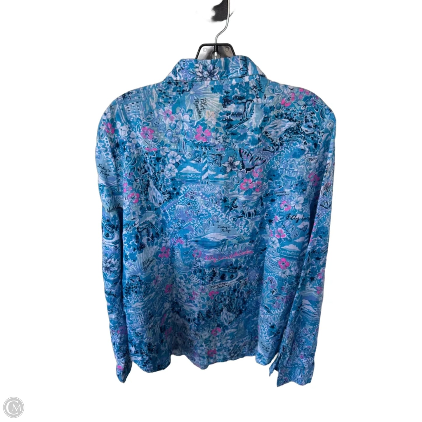 Top Long Sleeve Designer By Lilly Pulitzer In Blue & White, Size: Xl