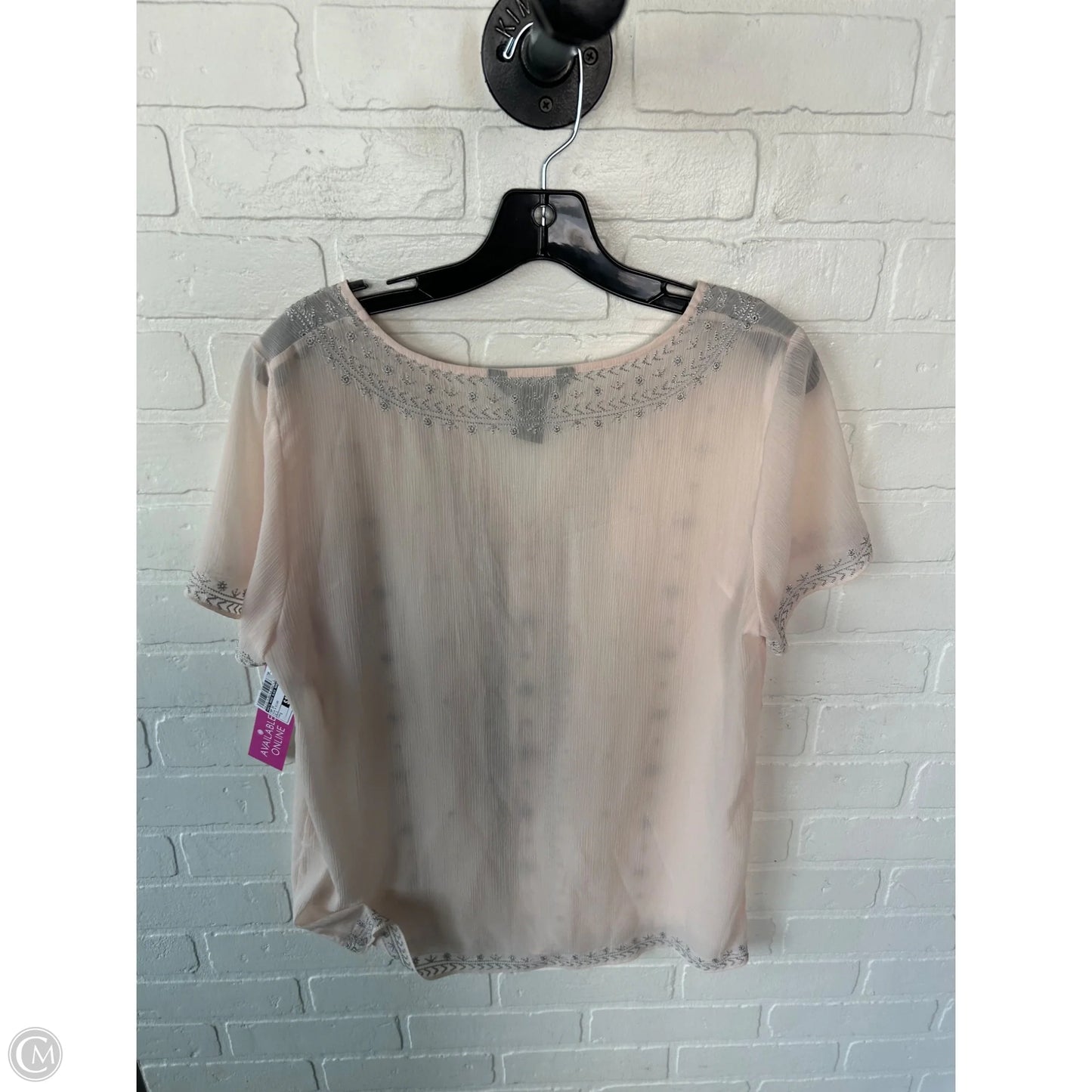 Top Short Sleeve By White House Black Market In Pink & Silver, Size: S