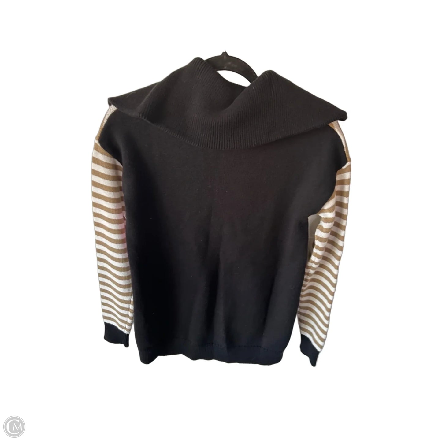 Sweater Cardigan By Cabi In Black & Tan, Size: Xs