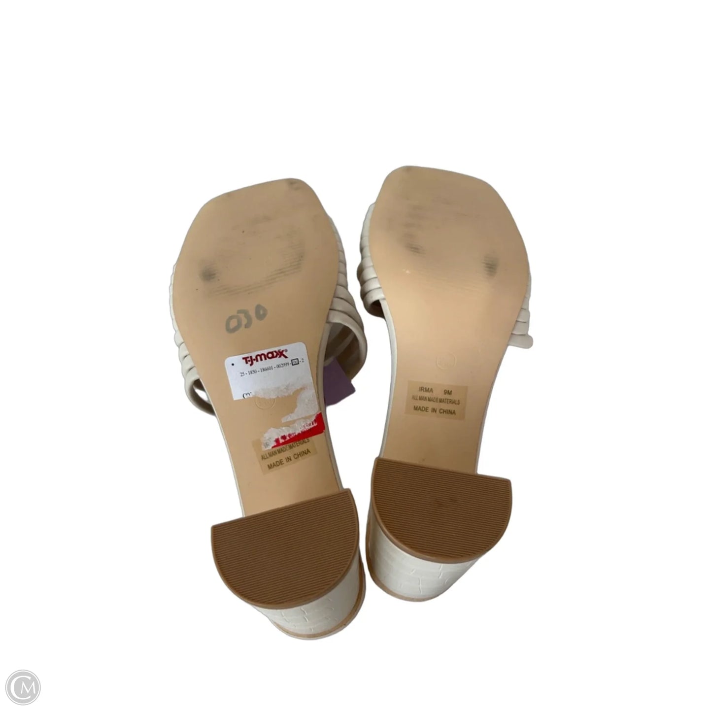 Sandals Heels Block By Cushionaire In Cream, Size: 9