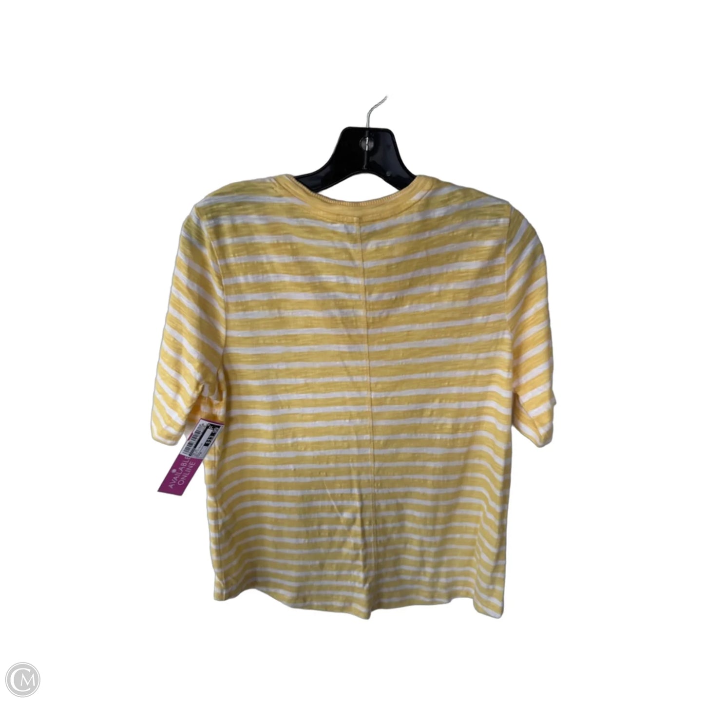Top Short Sleeve By Chicos In White & Yellow, Size: M