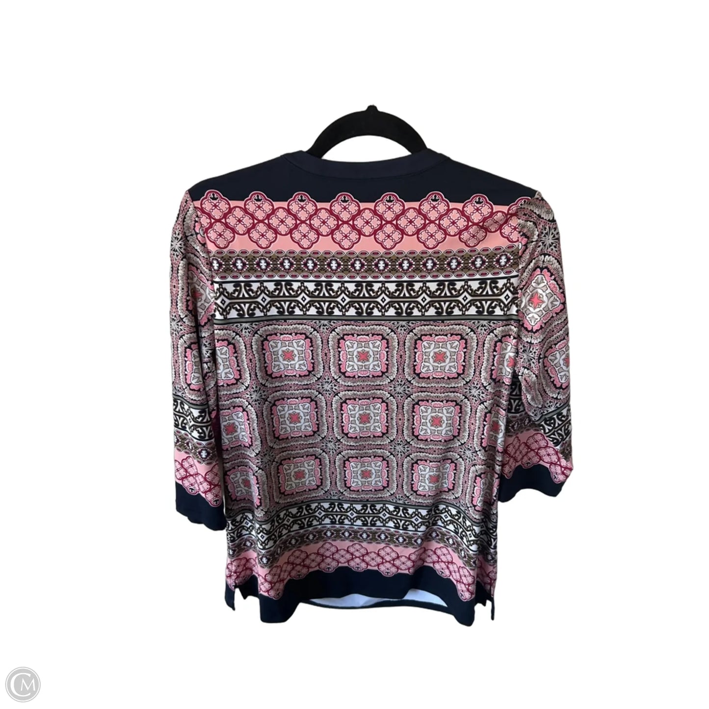Top 3/4 Sleeve By Charter Club In Blue & Pink, Size: M