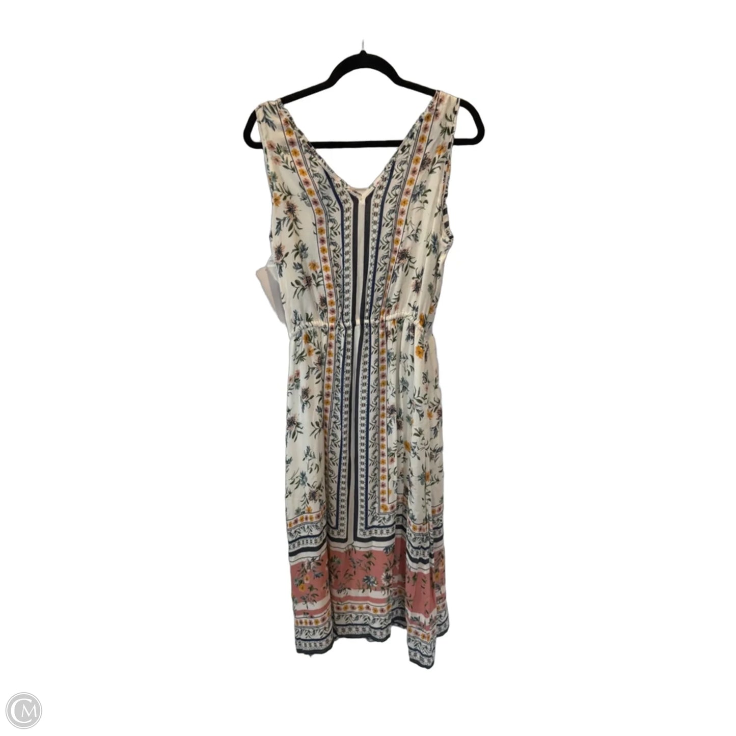 Dress Casual Midi By Lucky Brand In Cream & Green, Size: M