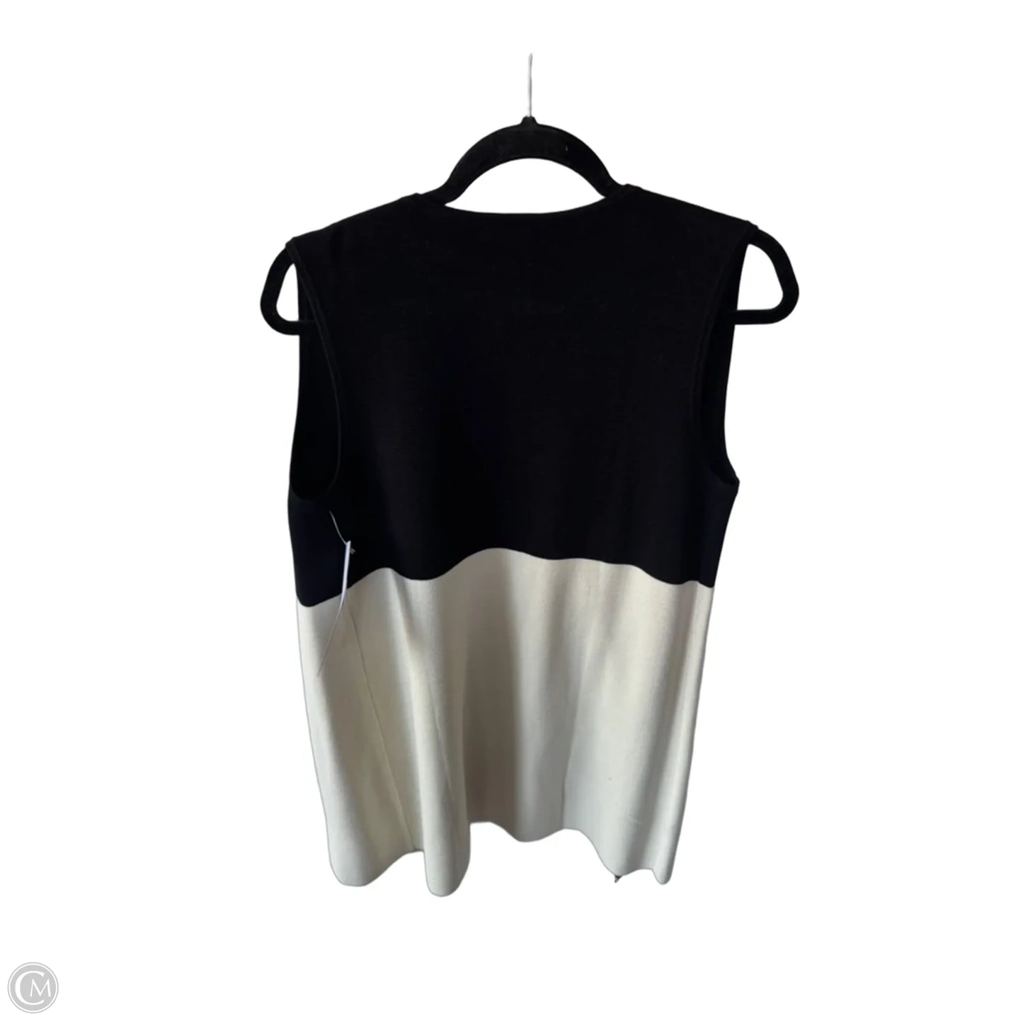 Vest Sweater By Talbots In Black & Cream, Size: Mp