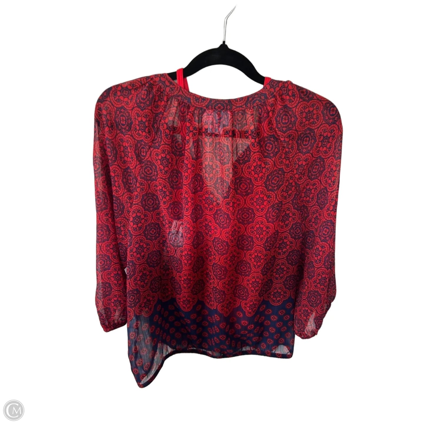 Top 2pc 3/4 Sleeve By Liz Claiborne In Blue & Red, Size: Mp
