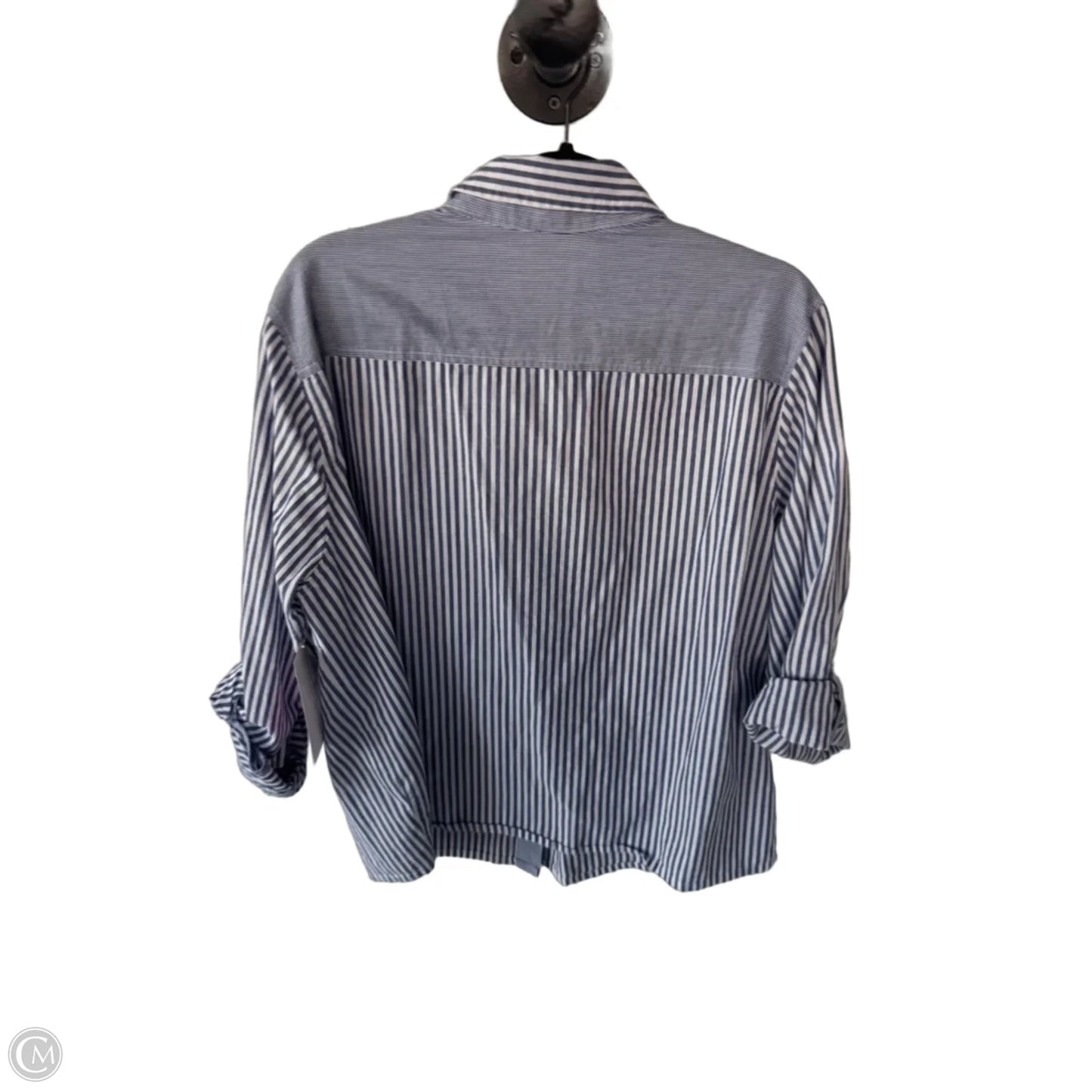Top Long Sleeve By Alexander Jordan In Blue & White, Size: 2x