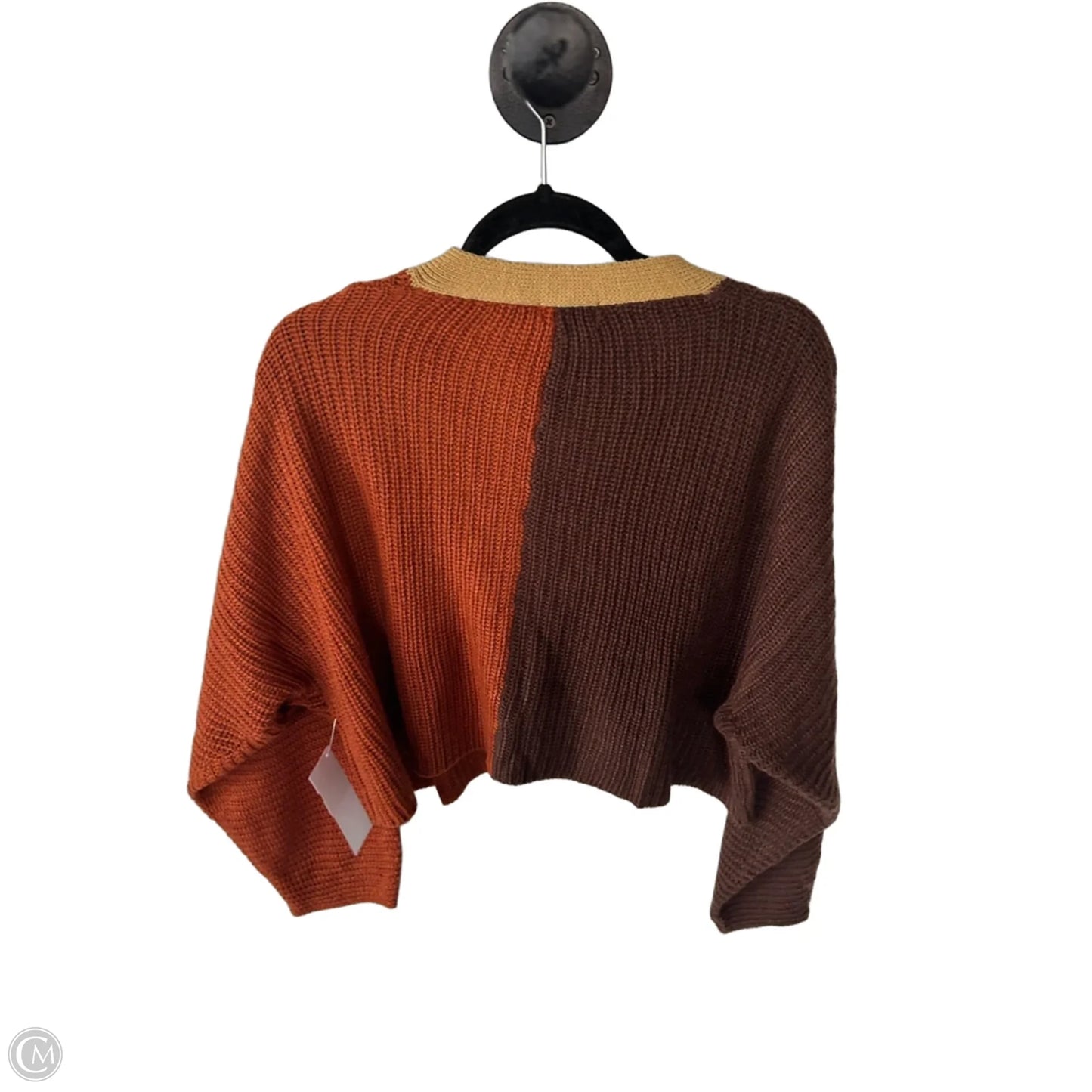 Sweater Cardigan By Poof In Brown & Orange, Size: L