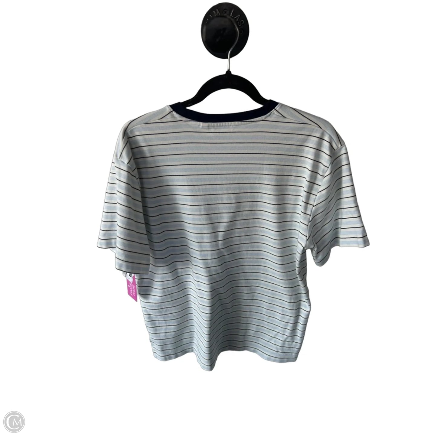 Top Short Sleeve By Babaton In Blue & White, Size: M