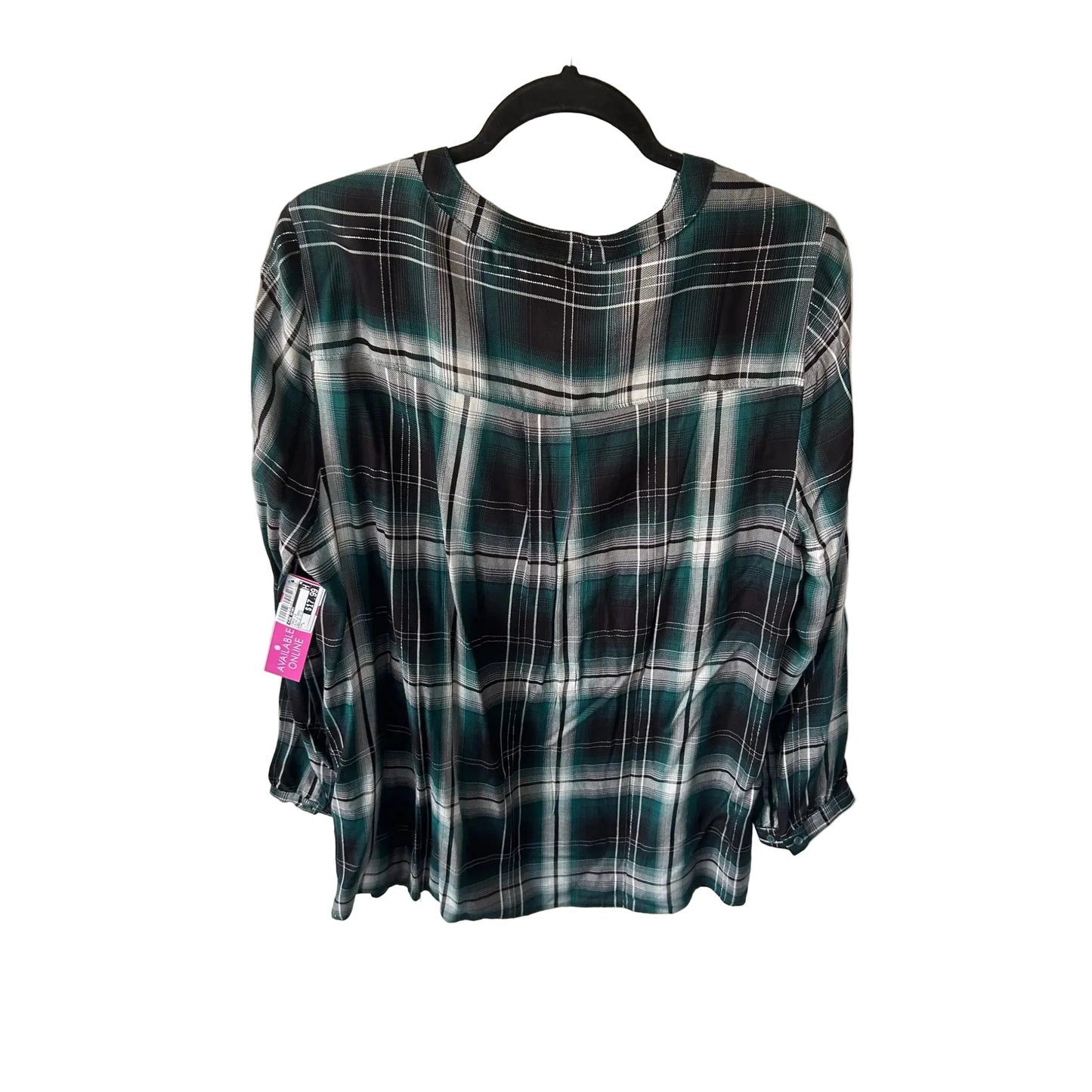 Tunic Long Sleeve By Lane Bryant In Black & Green, Size: L