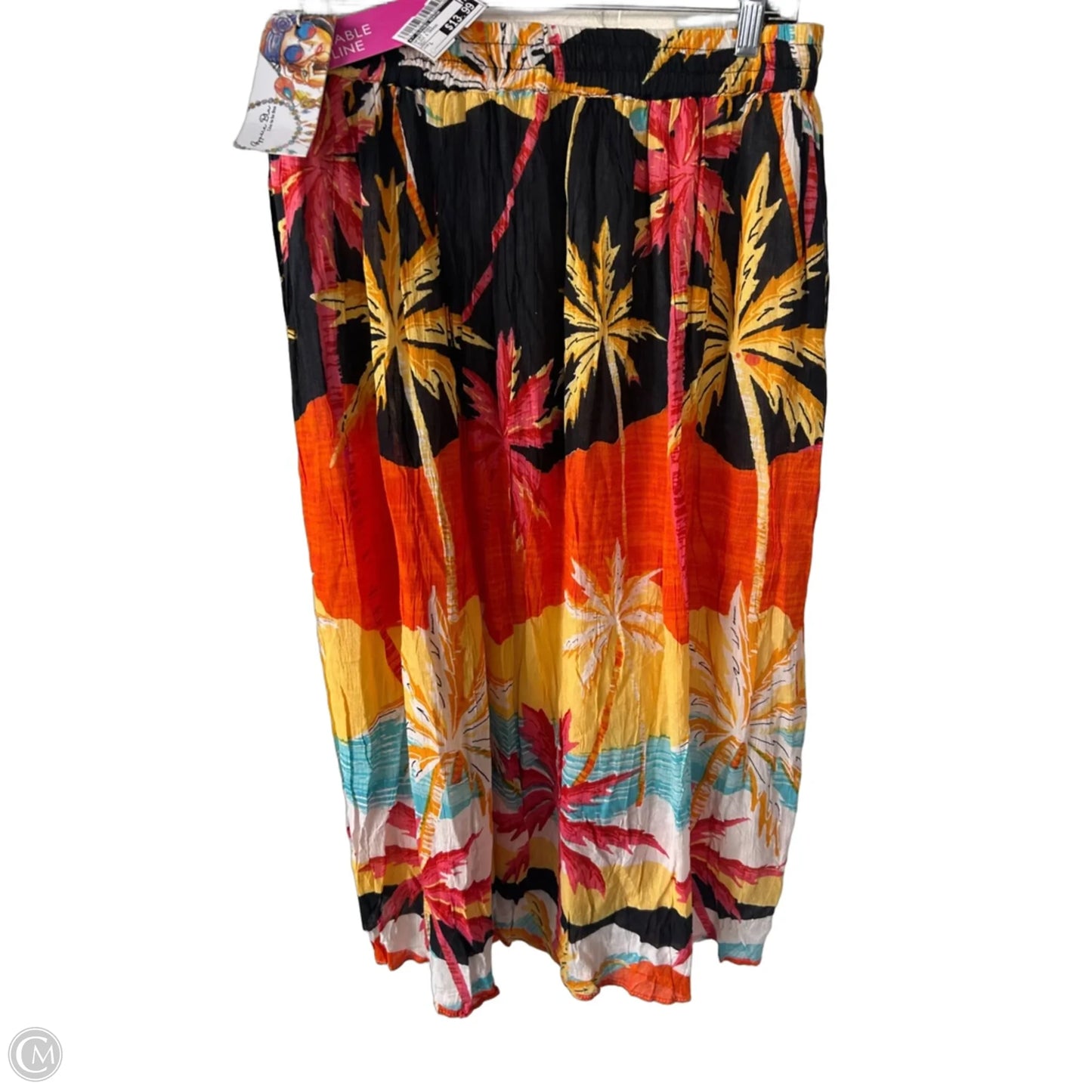 Skirt Midi By Clothes Mentor In Black & Orange, Size: L