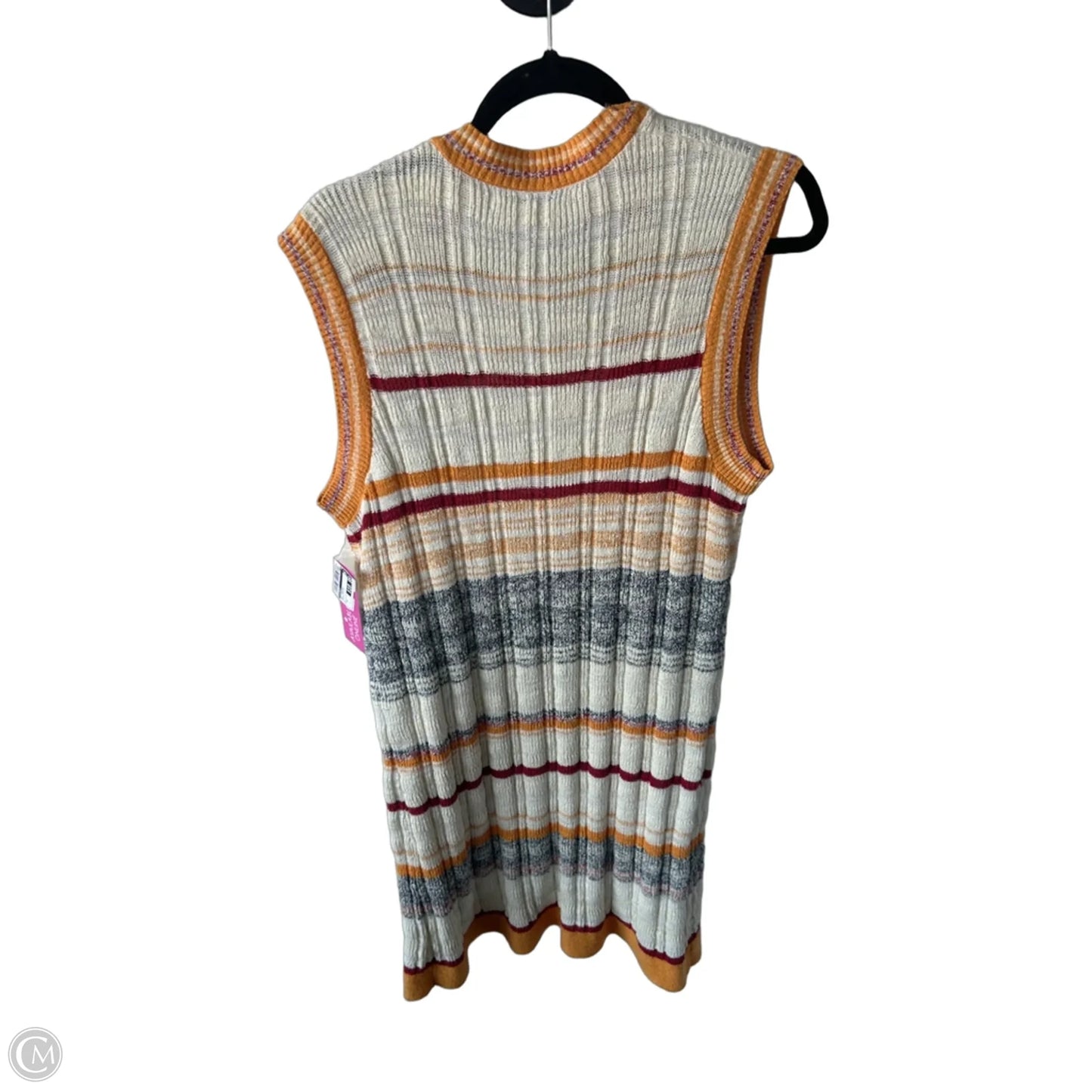 Vest Sweater By Foxcroft In Orange & White, Size: M