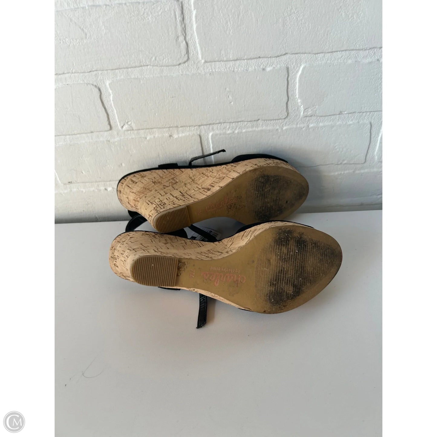 Sandals Heels Wedge By Charles By Charles David In Black & Tan, Size: 7