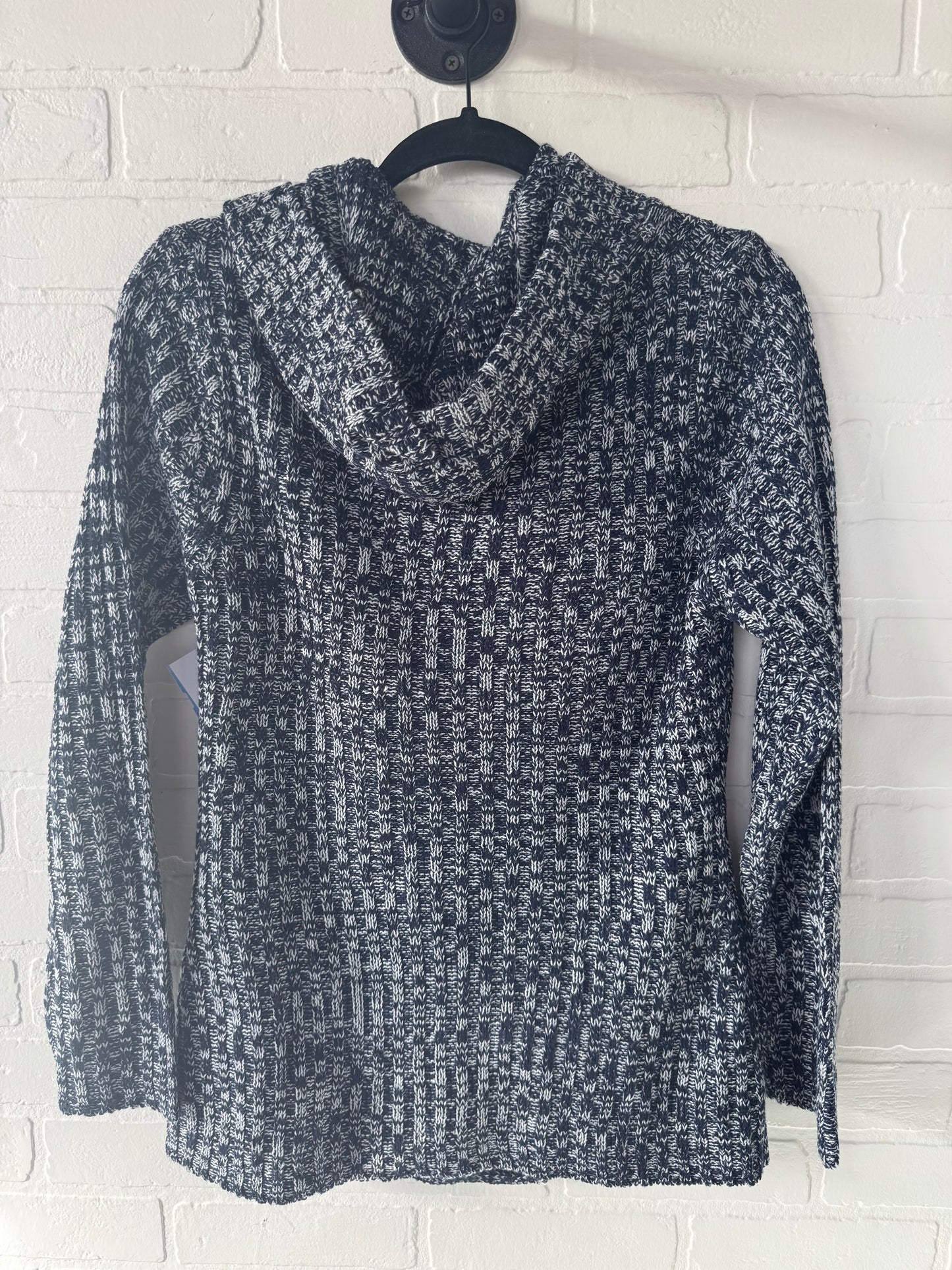 Sweater Cardigan By Carol Rose In Blue & White, Size: L