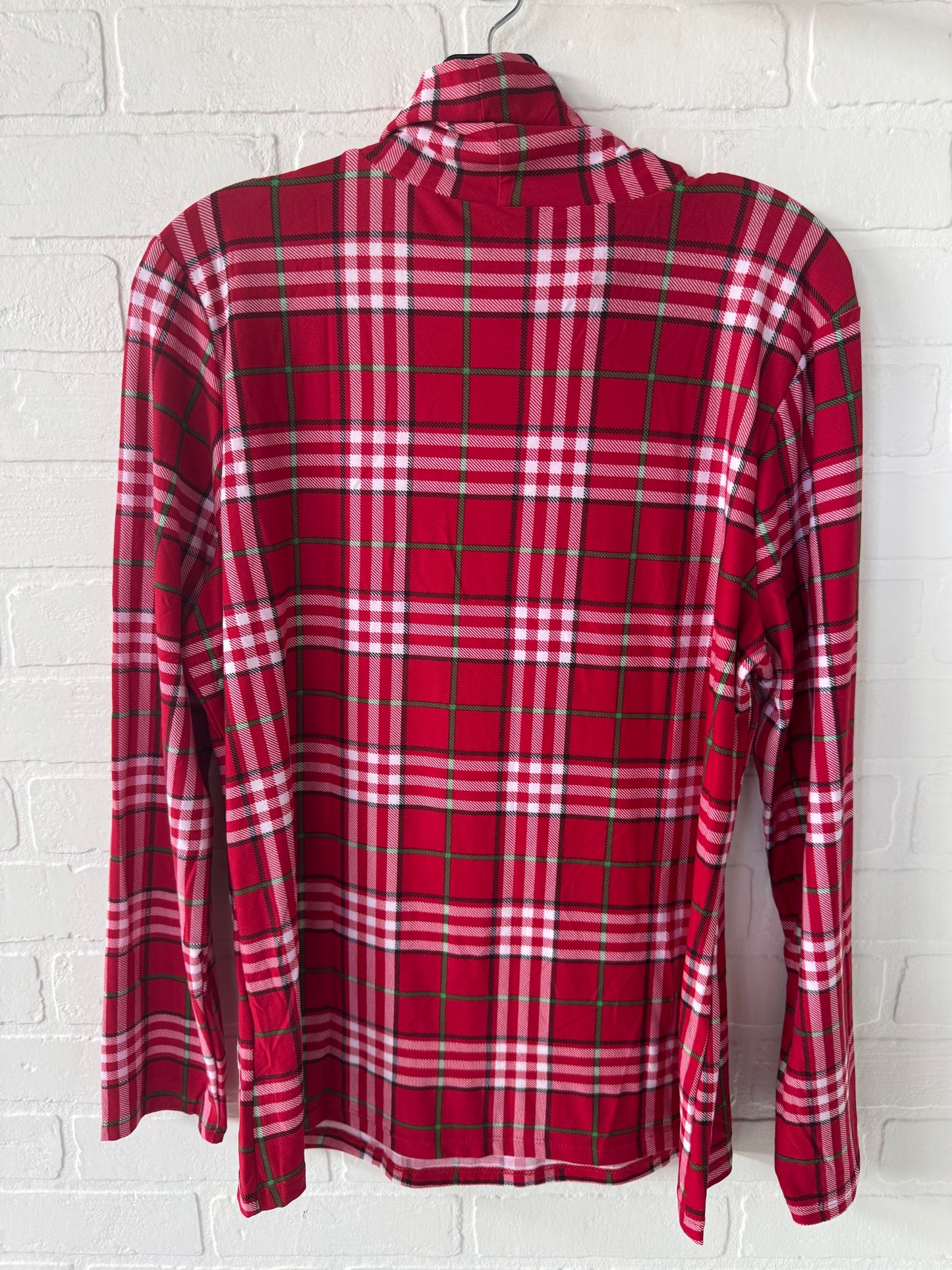 Top Long Sleeve Basic By Alison Andrews In Red & White, Size: L