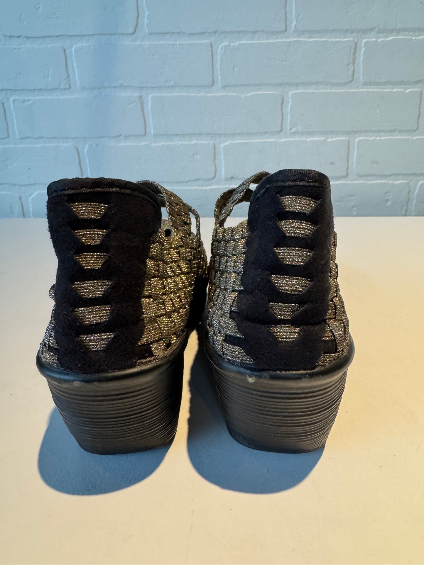 Shoes Heels Wedge By Bernie Mev In Gold, Size: 7