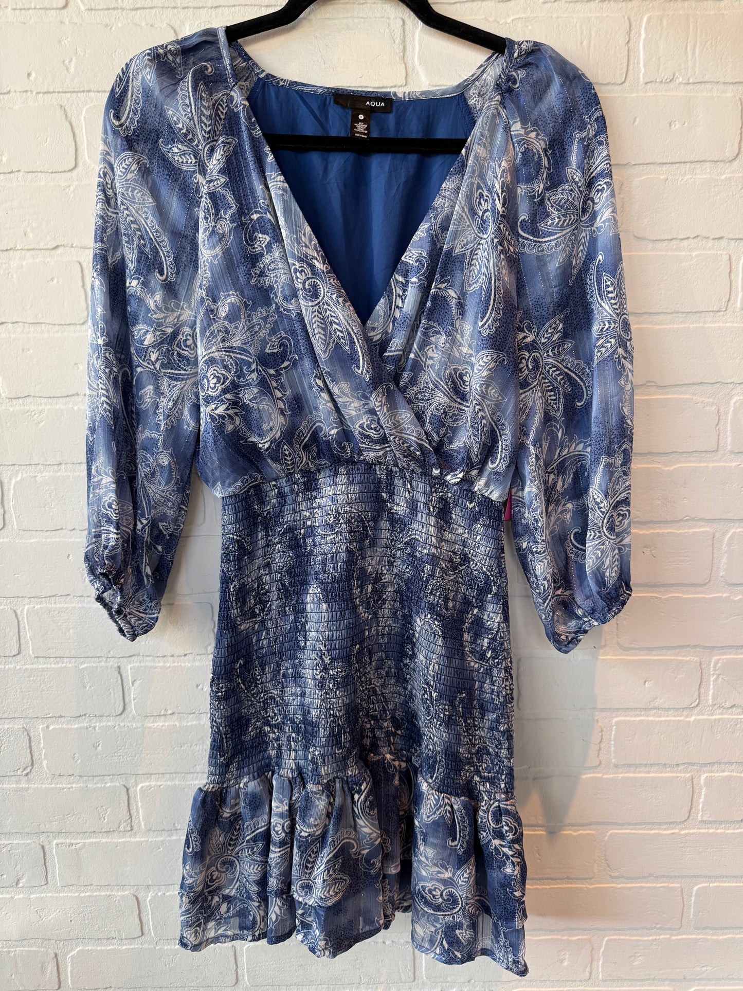 Dress Party Short By Aqua In Blue & White, Size: S