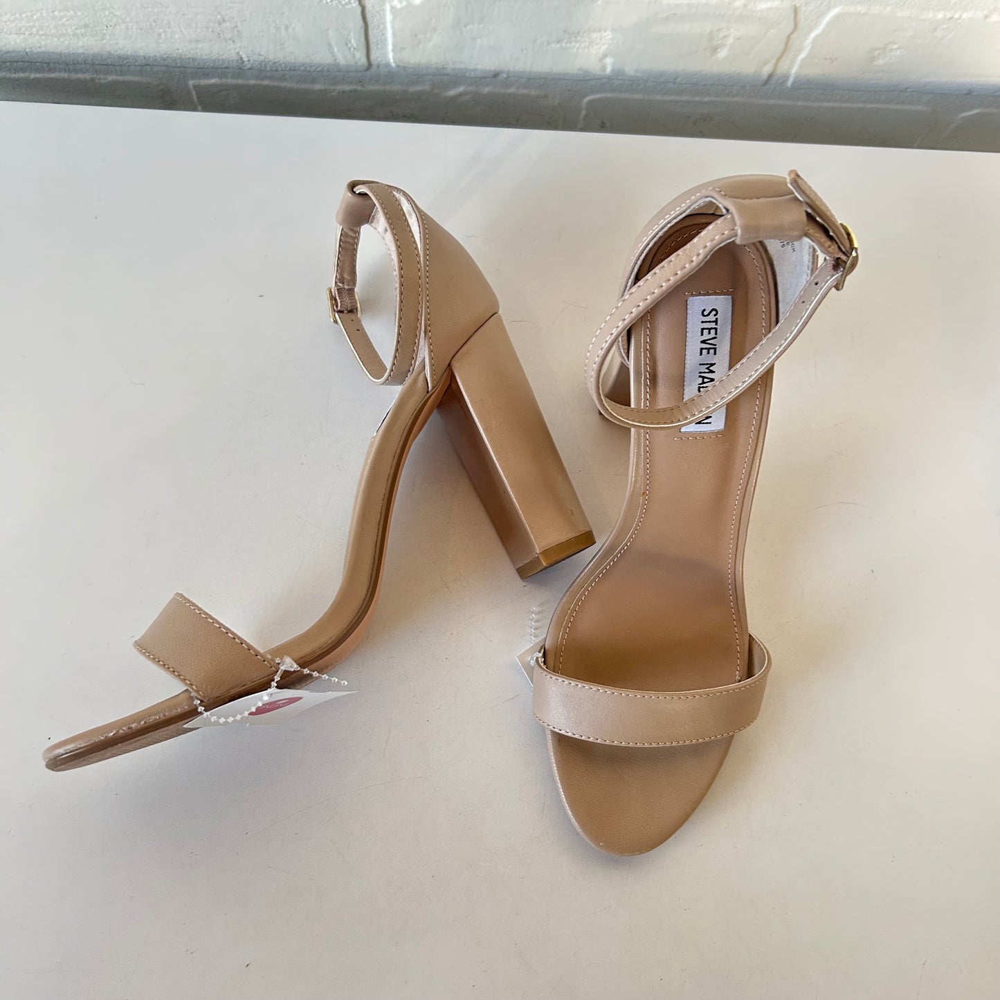 Sandals Heels Block By Steve Madden In Tan, Size: 9