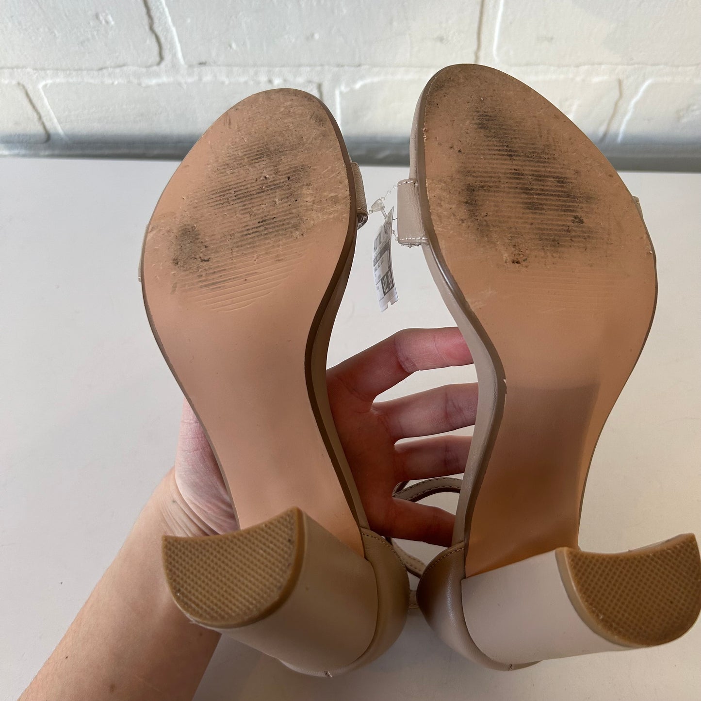Sandals Heels Block By Steve Madden In Tan, Size: 9