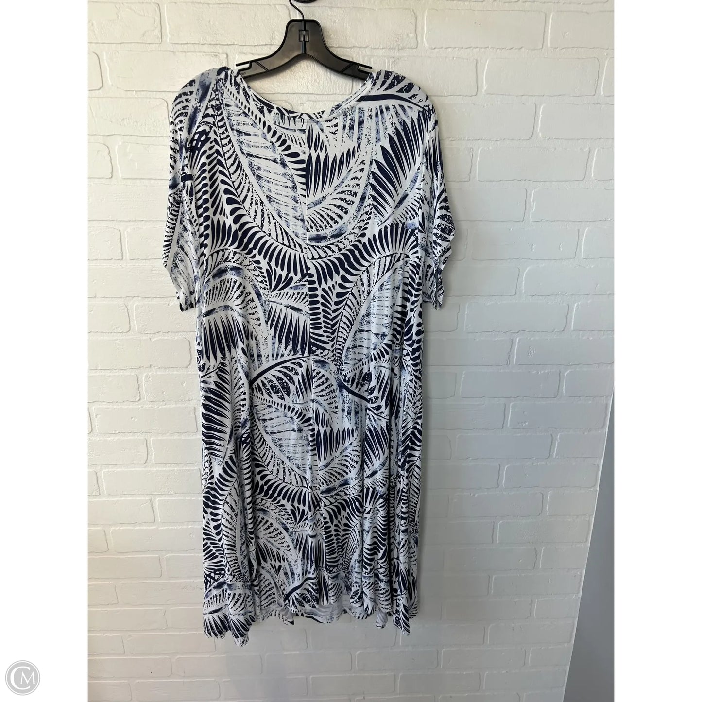 Dress Casual Midi By Tahari By Arthur Levine In Blue & White, Size: 3x