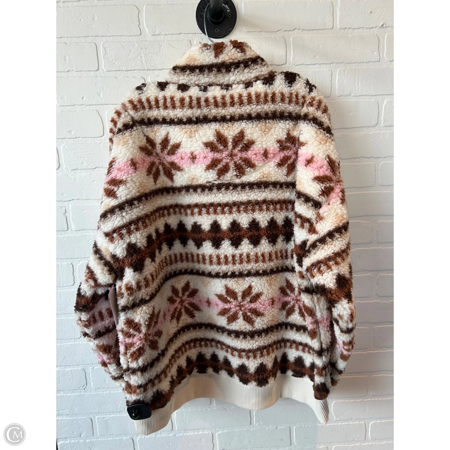 Jacket Fleece By Aerie In Brown & Cream, Size: M