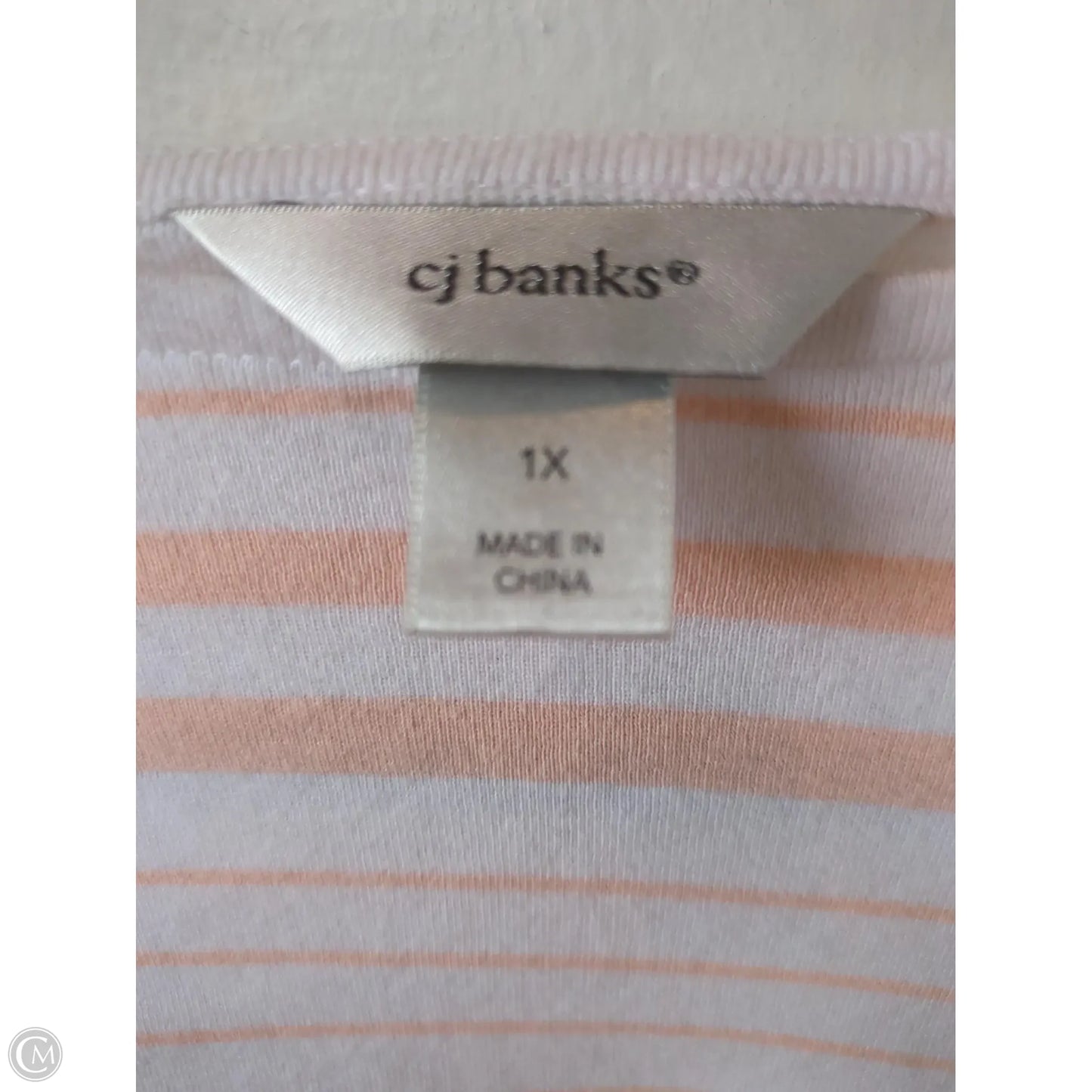 Top 3/4 Sleeve By Christopher And Banks In Orange & White, Size: Xl