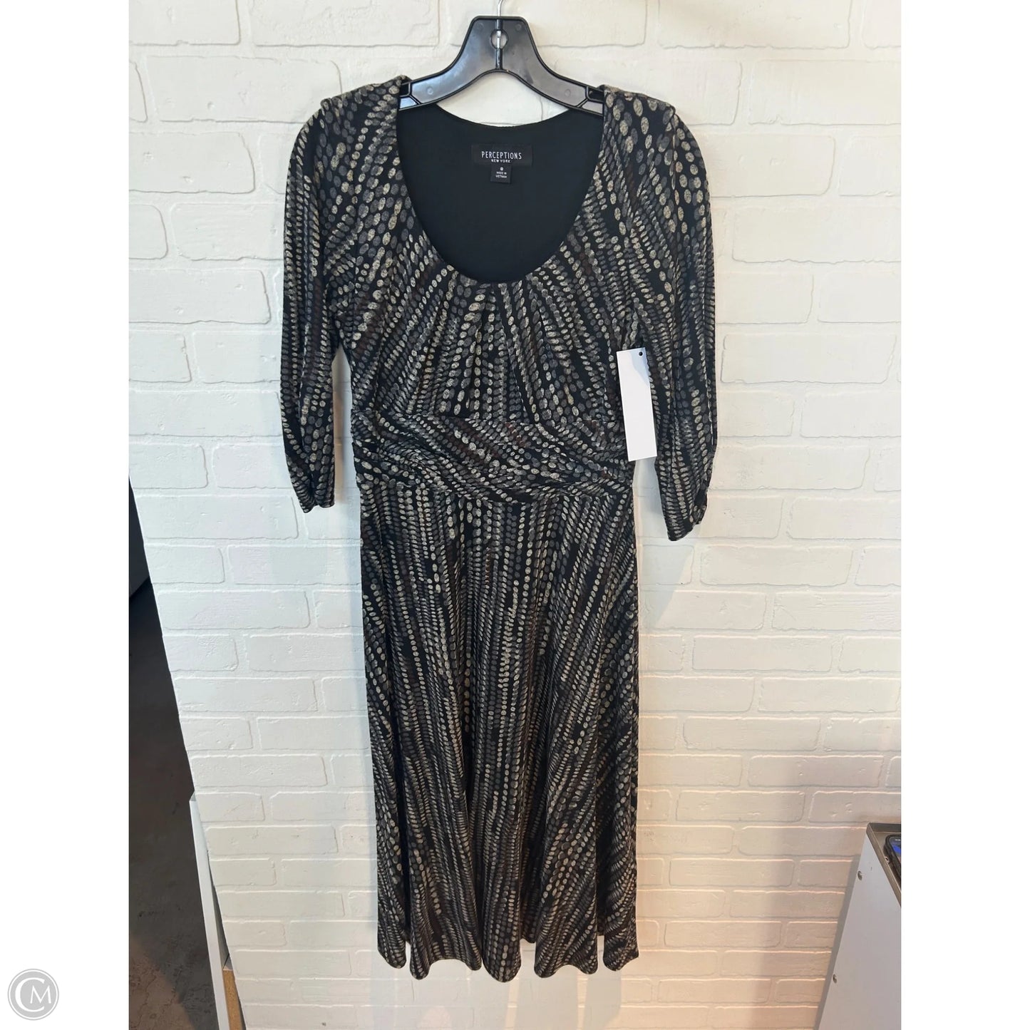 Dress Casual Midi By Perceptions In Black & Cream, Size: M