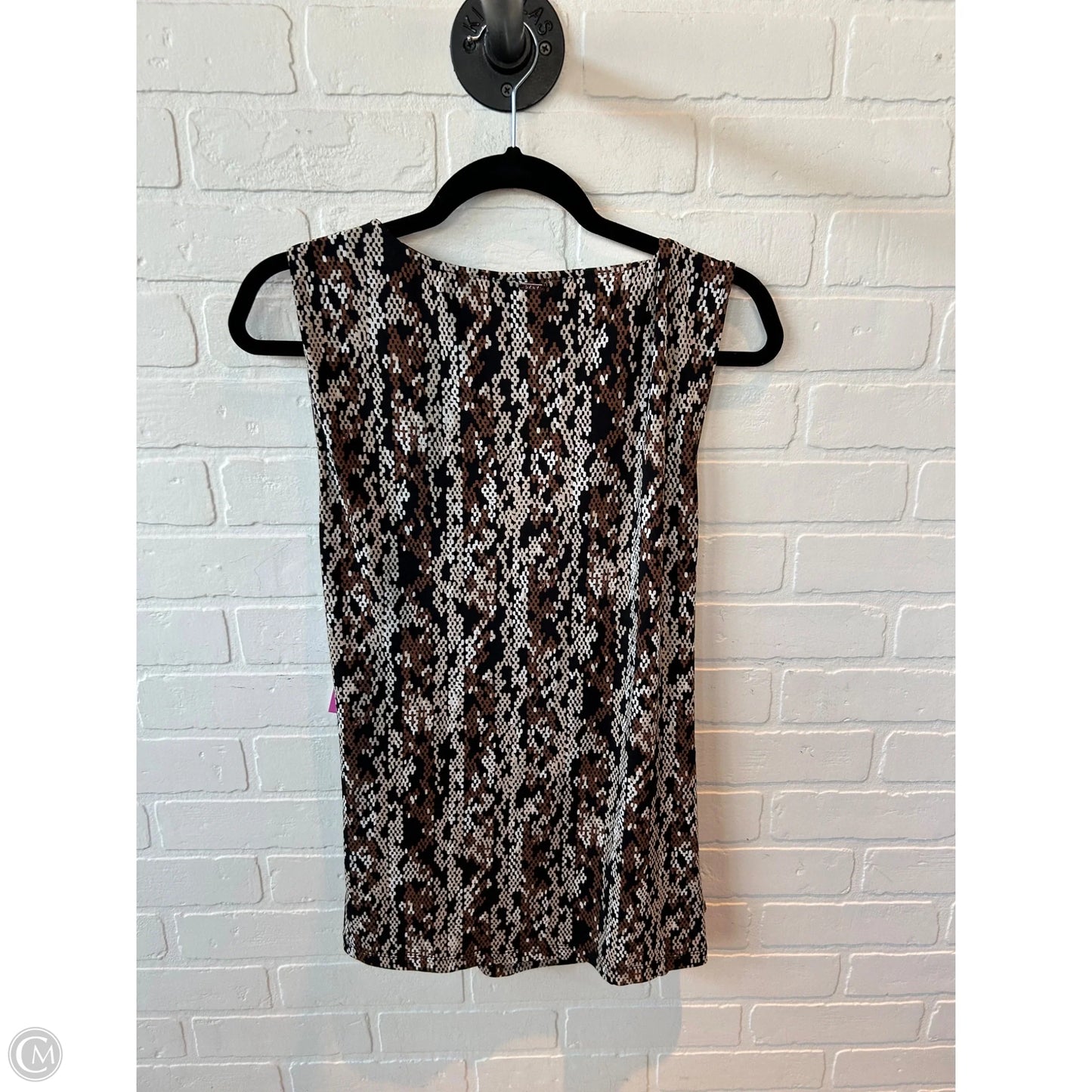 Top Sleeveless By Dkny In Black & Brown, Size: L