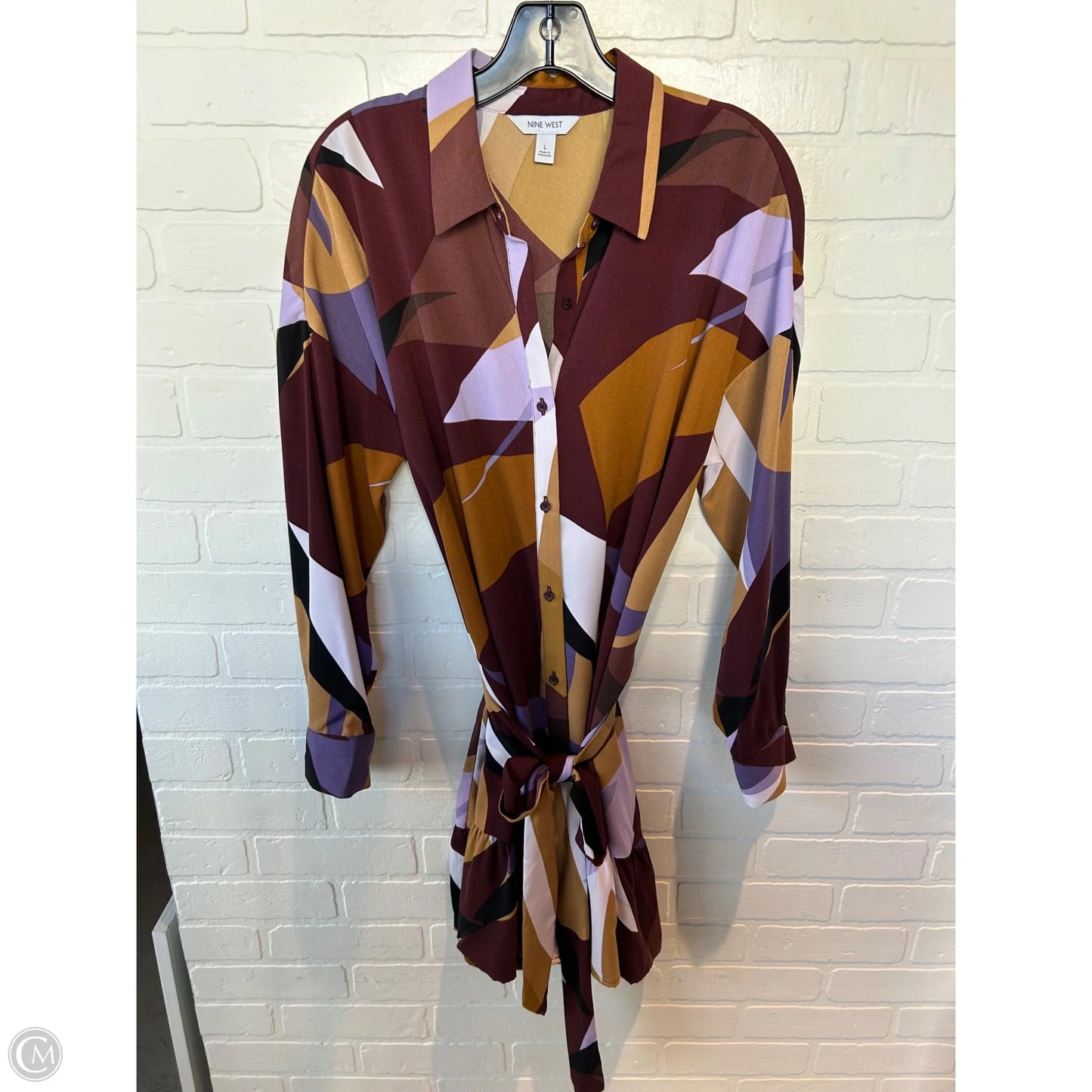 Dress Casual Short By Nine West Apparel In Brown & Purple, Size: L