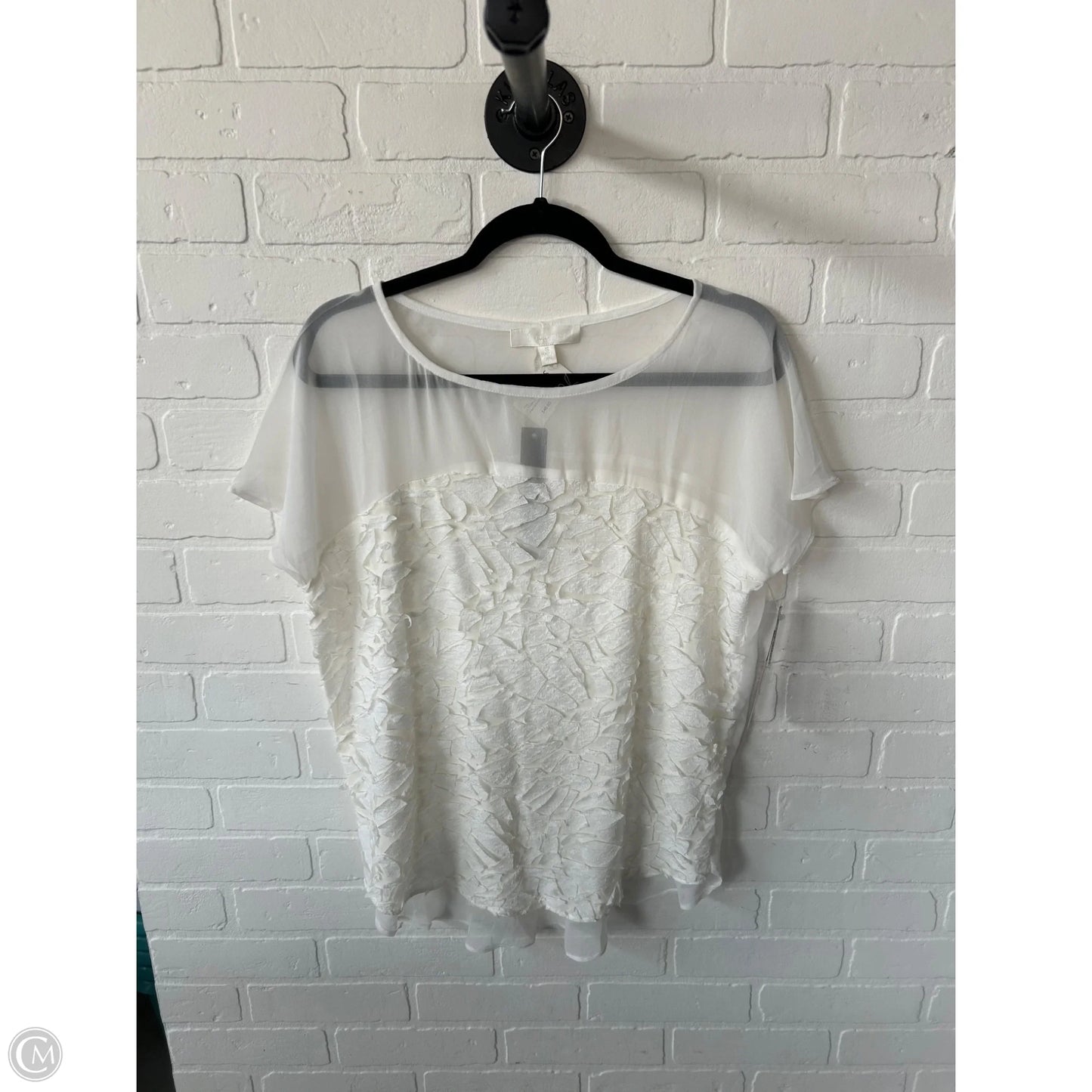 Top Short Sleeve By Lumiere In White, Size: S