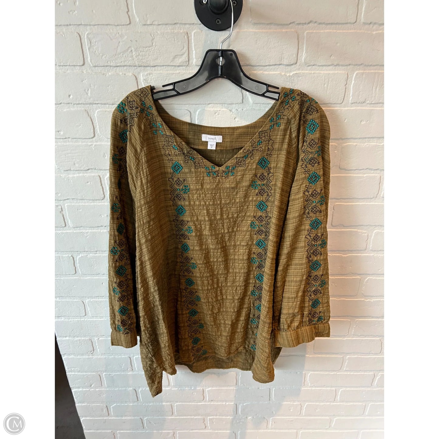 Top 3/4 Sleeve By Pure Jill In Green, Size: 2x