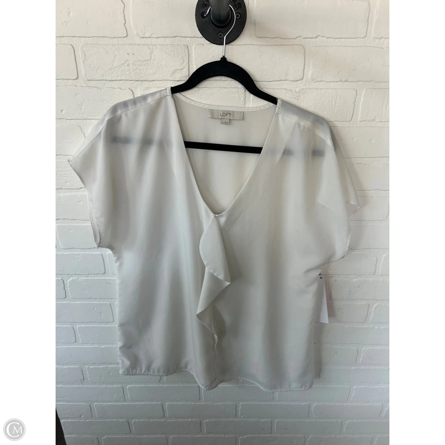 Top Short Sleeve By Loft In Ivory, Size: L