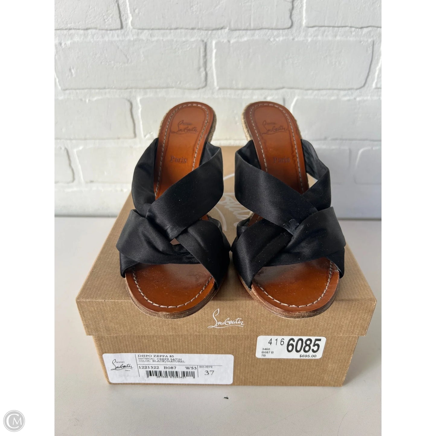Sandals Luxury Designer By Christian Louboutin In Black, Size: 6.5