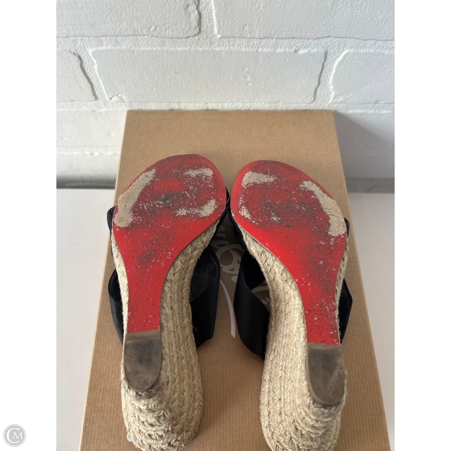 Sandals Luxury Designer By Christian Louboutin In Black, Size: 6.5