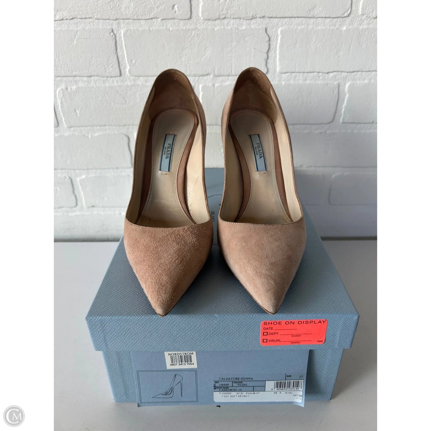 Shoes Luxury Designer By Prada In Tan, Size: 6.5