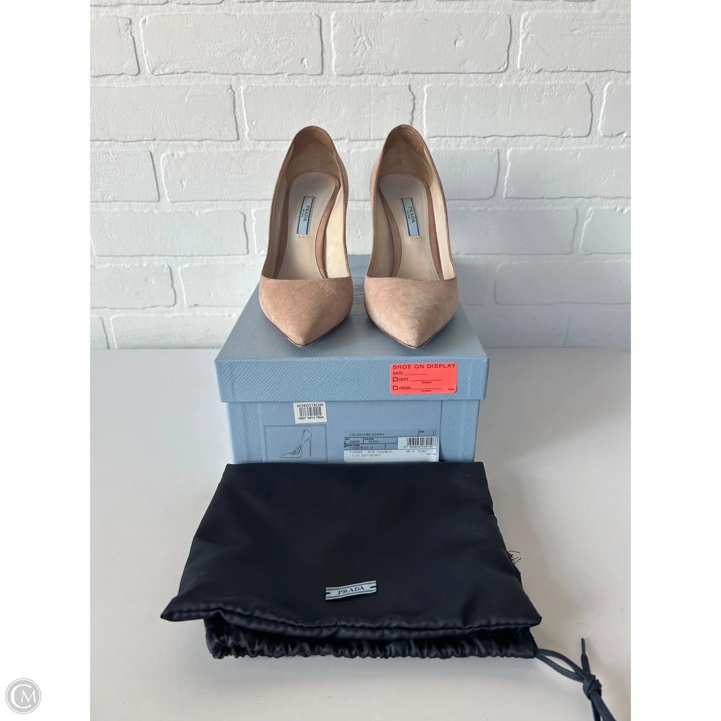 Shoes Luxury Designer By Prada In Tan, Size: 6.5