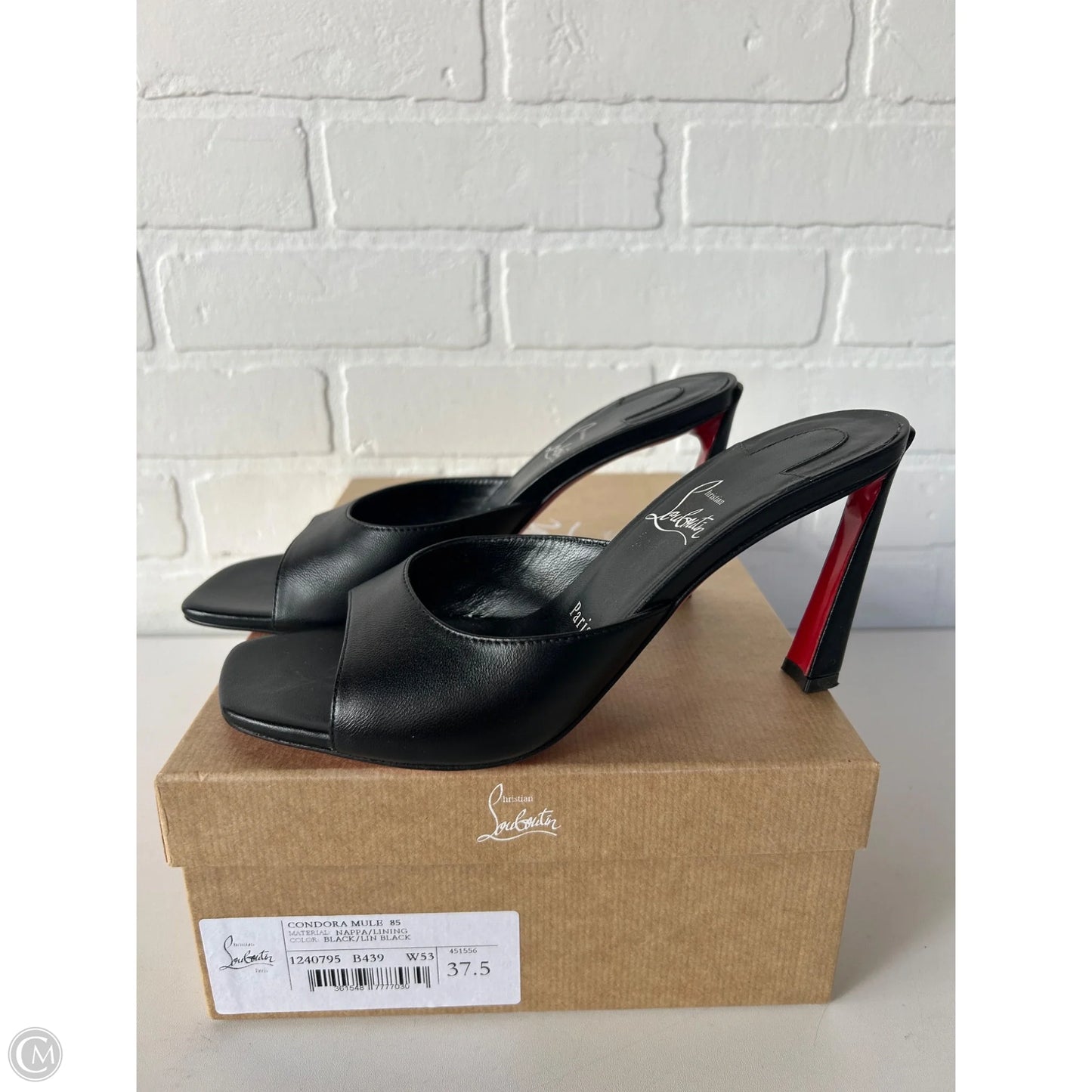 Sandals Luxury Designer By Christian Louboutin In Black, Size: 7
