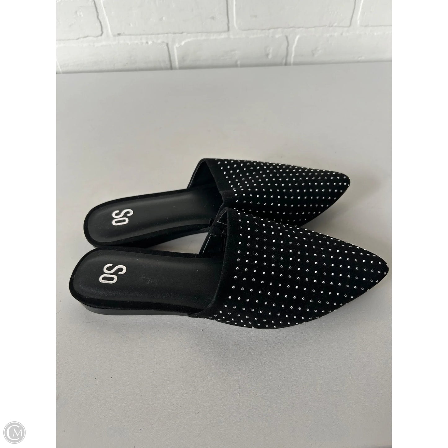 Shoes Flats By So In Black & Silver, Size: 9