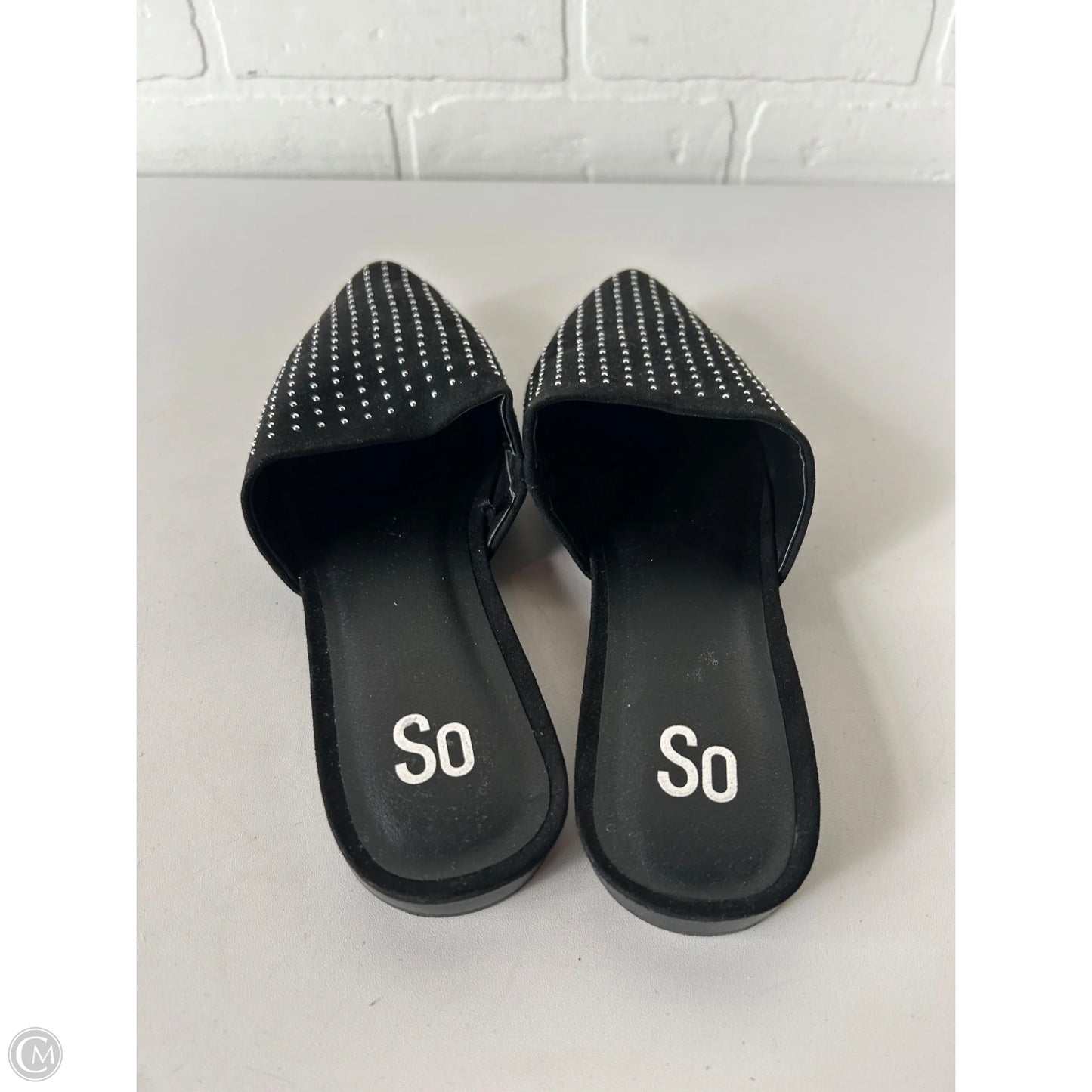 Shoes Flats By So In Black & Silver, Size: 9