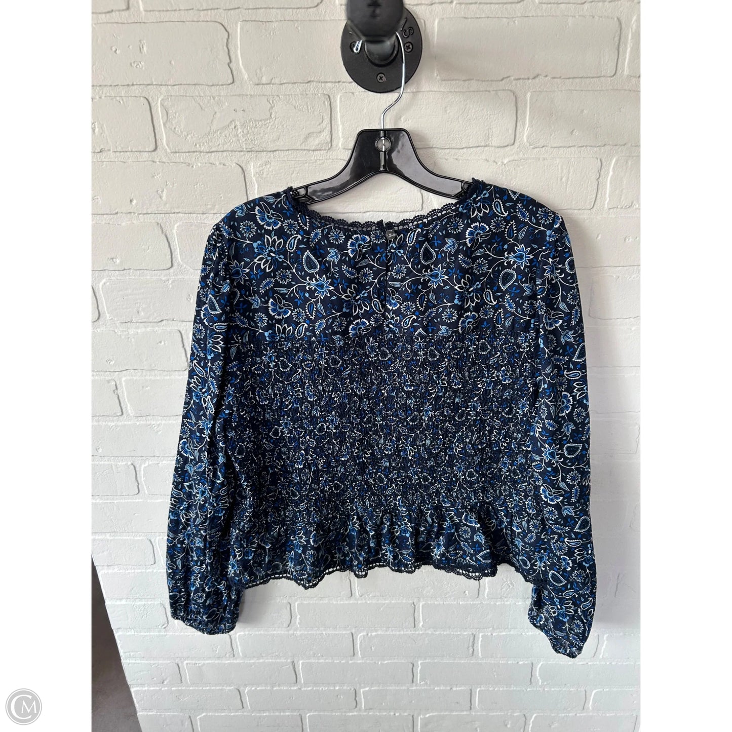 Top Long Sleeve By Loft In Blue & White, Size: Xl